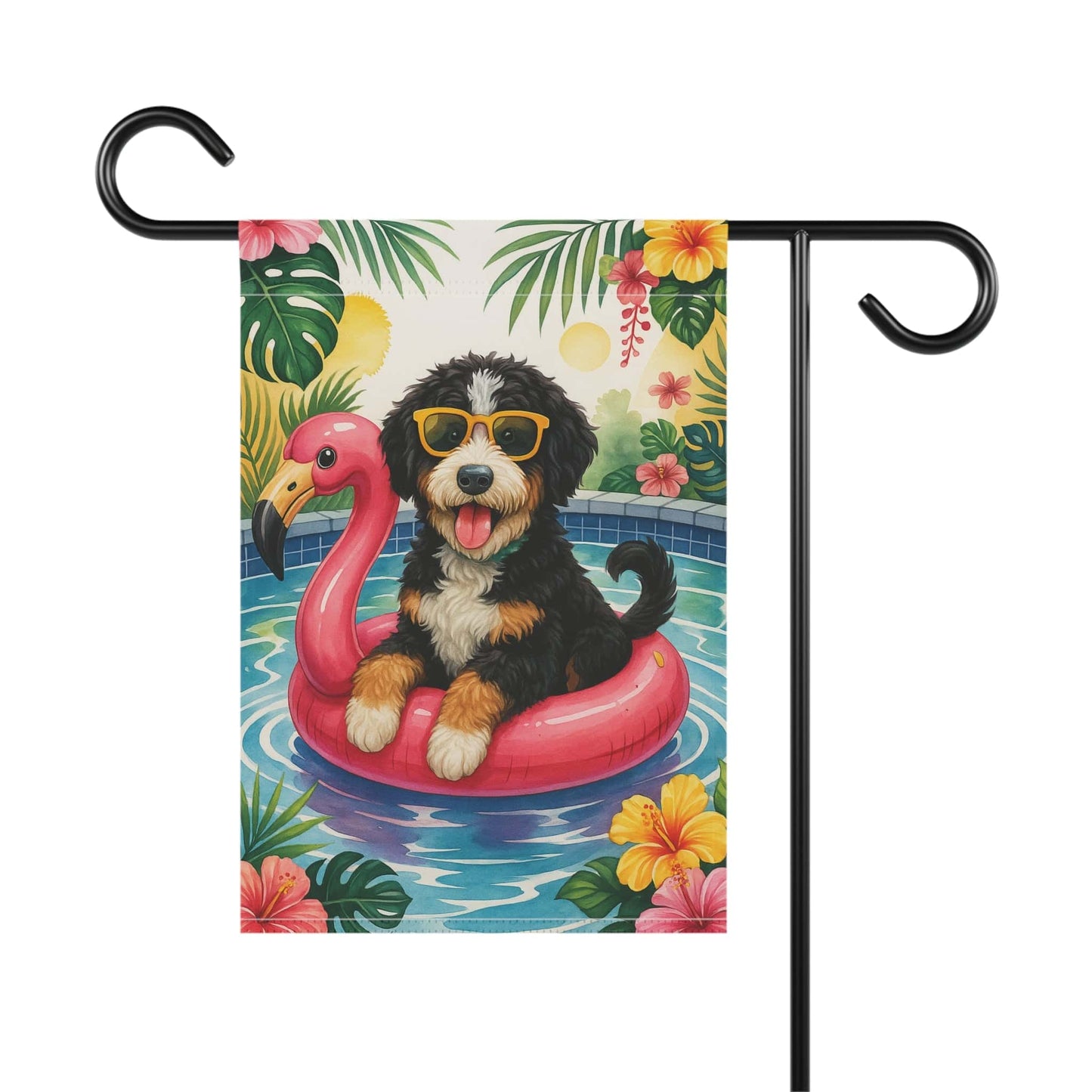 Printify Garden Flag Bernedoodle Floatie Garden Flag