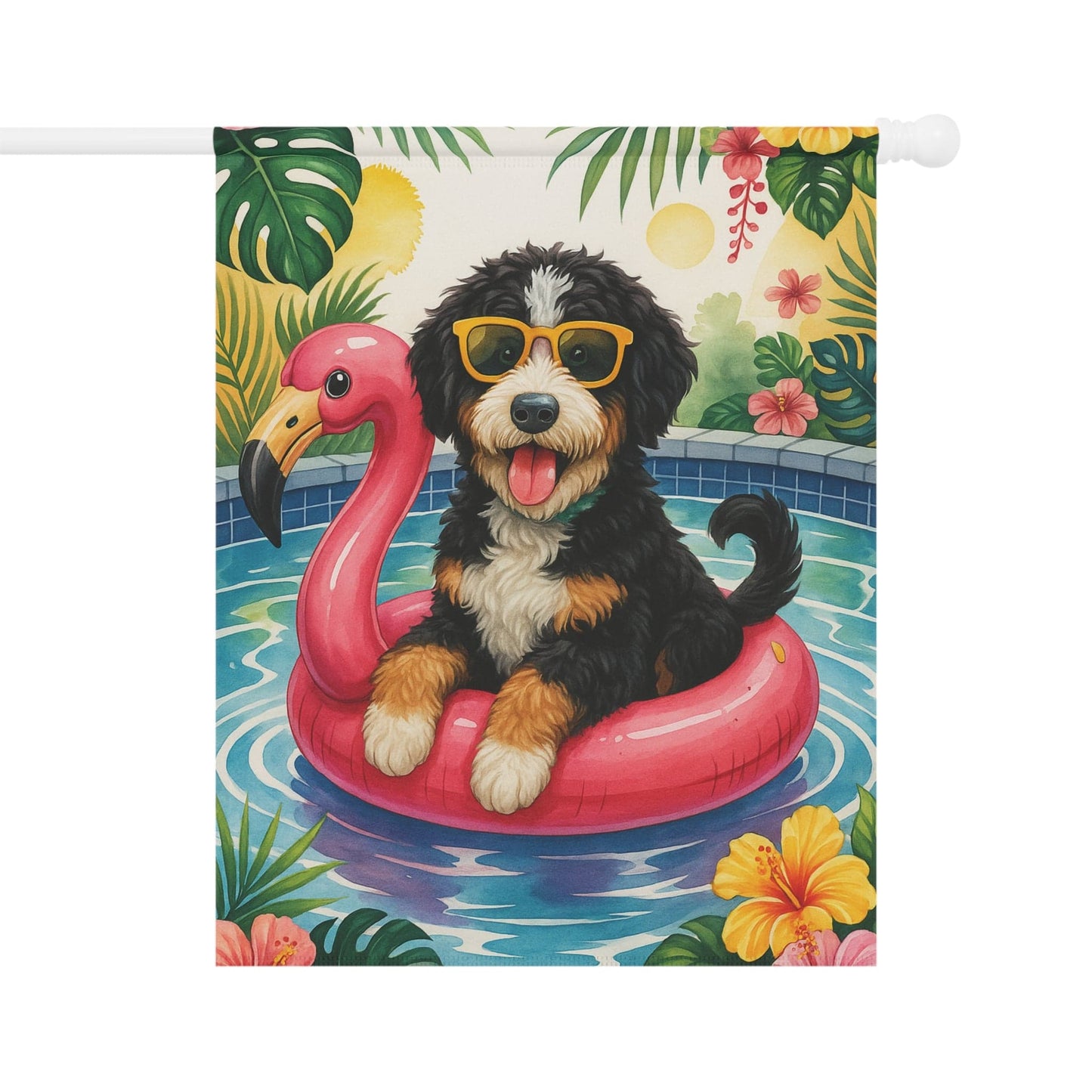 Printify Garden Flag Bernedoodle Floatie Garden Flag