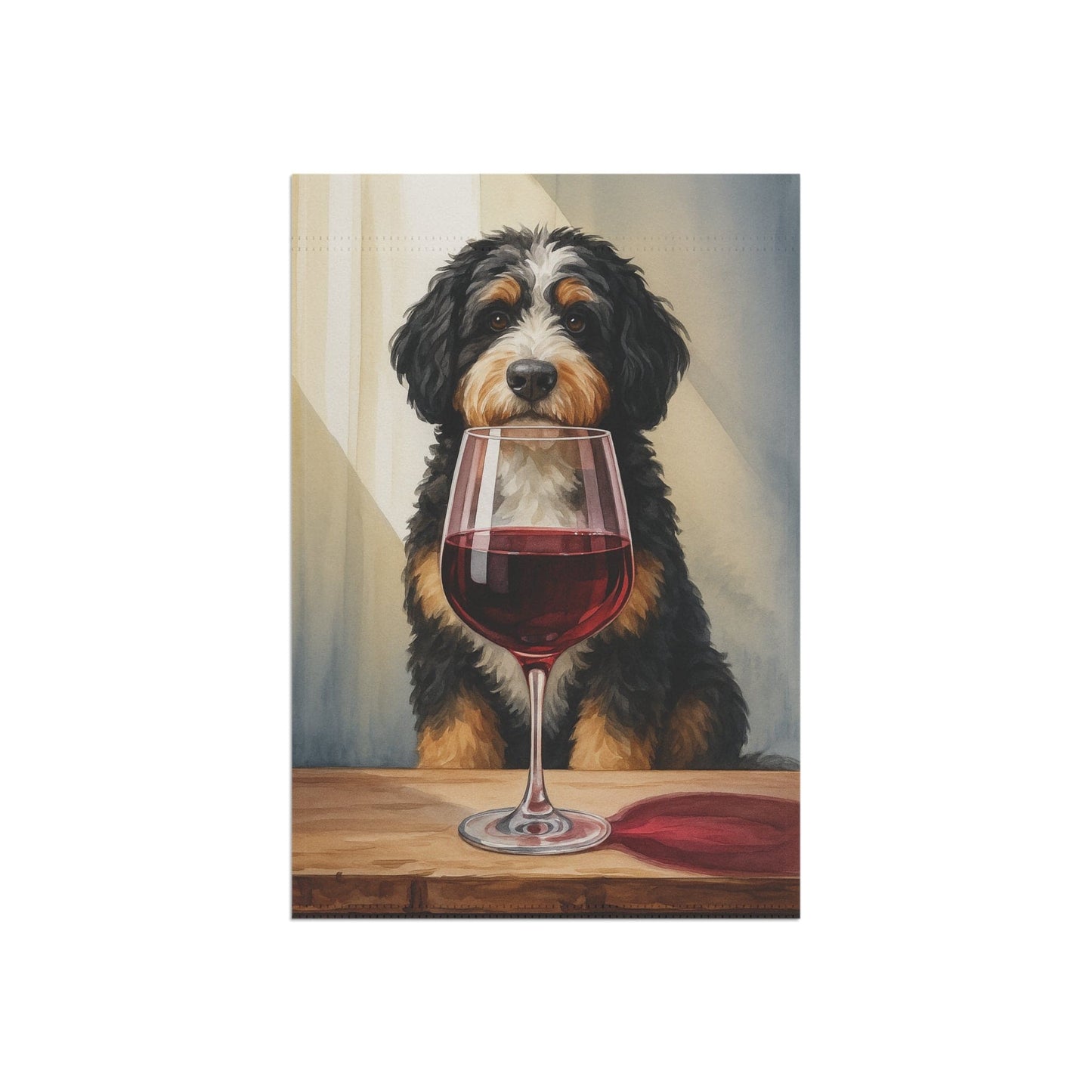 Printify Garden Flag Bernedoodle Wine Garden Flag