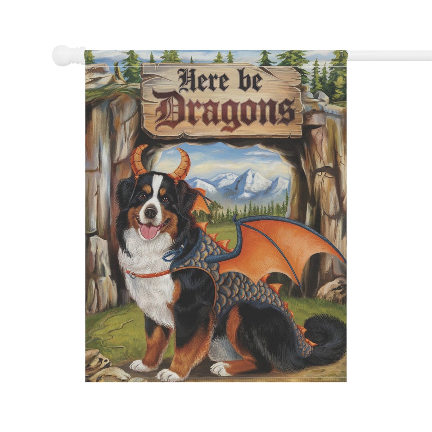 Printify Garden Flag Bernese Mountain Dog Dragon Garden Flag