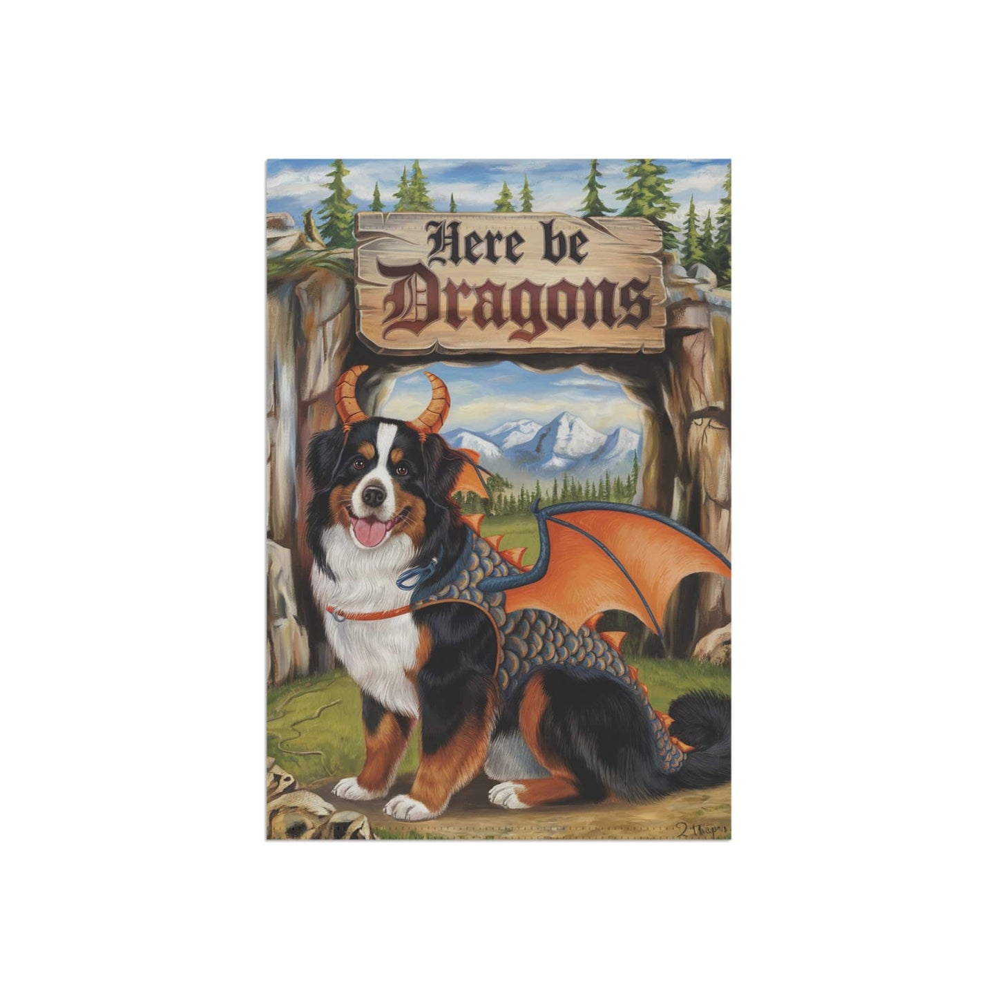 Printify Garden Flag Bernese Mountain Dog Dragon Garden Flag