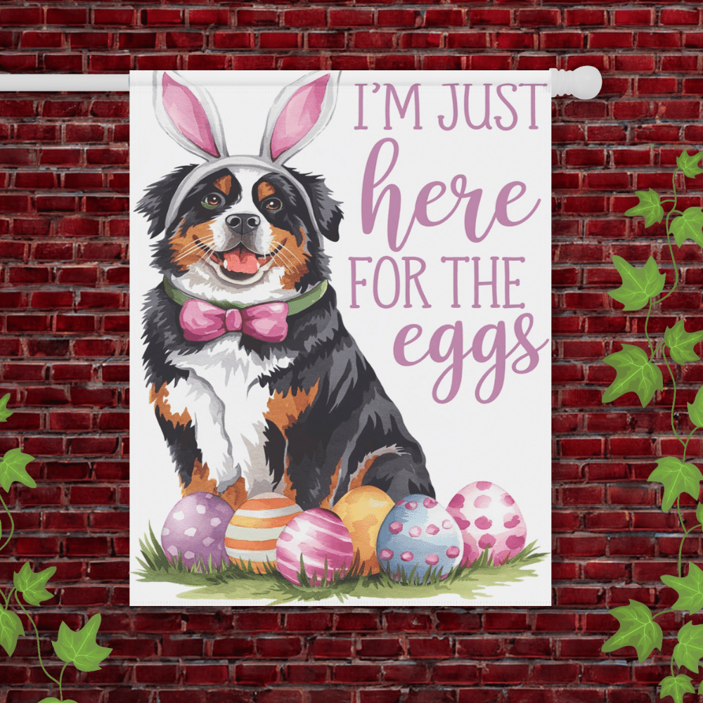 Printify Garden Flag 24.5'' × 32'' Bernese Mountain Dog Easter Bunny Garden Flag