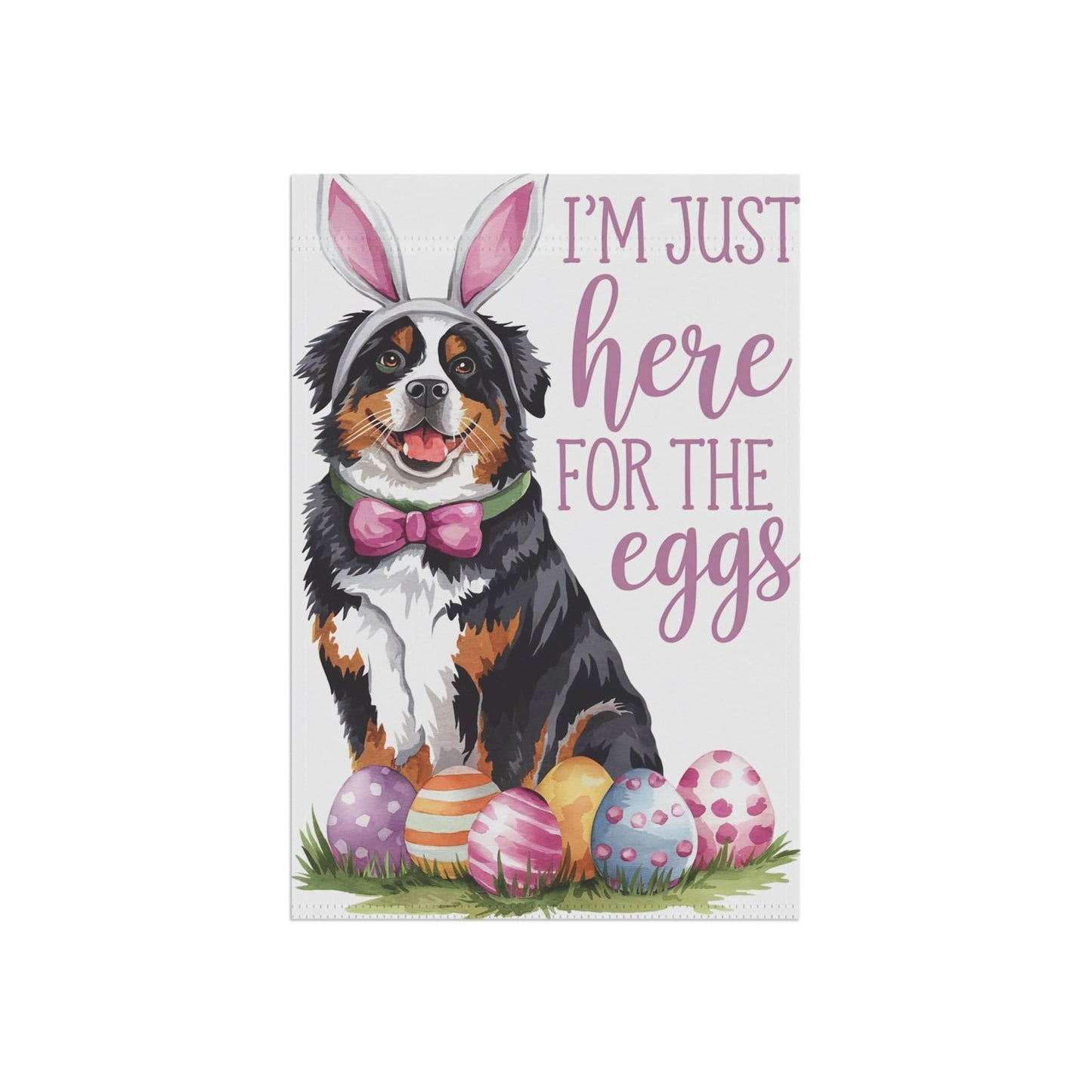 Printify Garden Flag Bernese Mountain Dog Easter Bunny Garden Flag