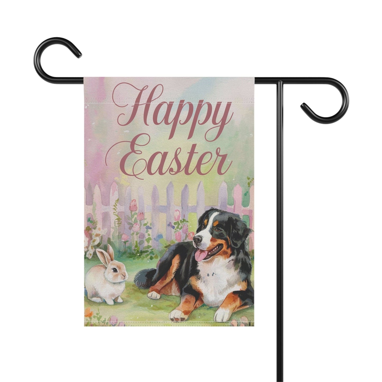 Printify Garden Flag Bernese Mountain Dog Easter Garden Flag
