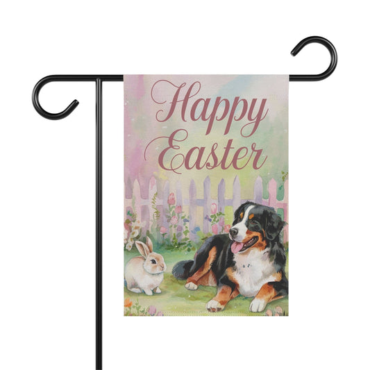 Bernese Mountain Dog Easter Garden Flag