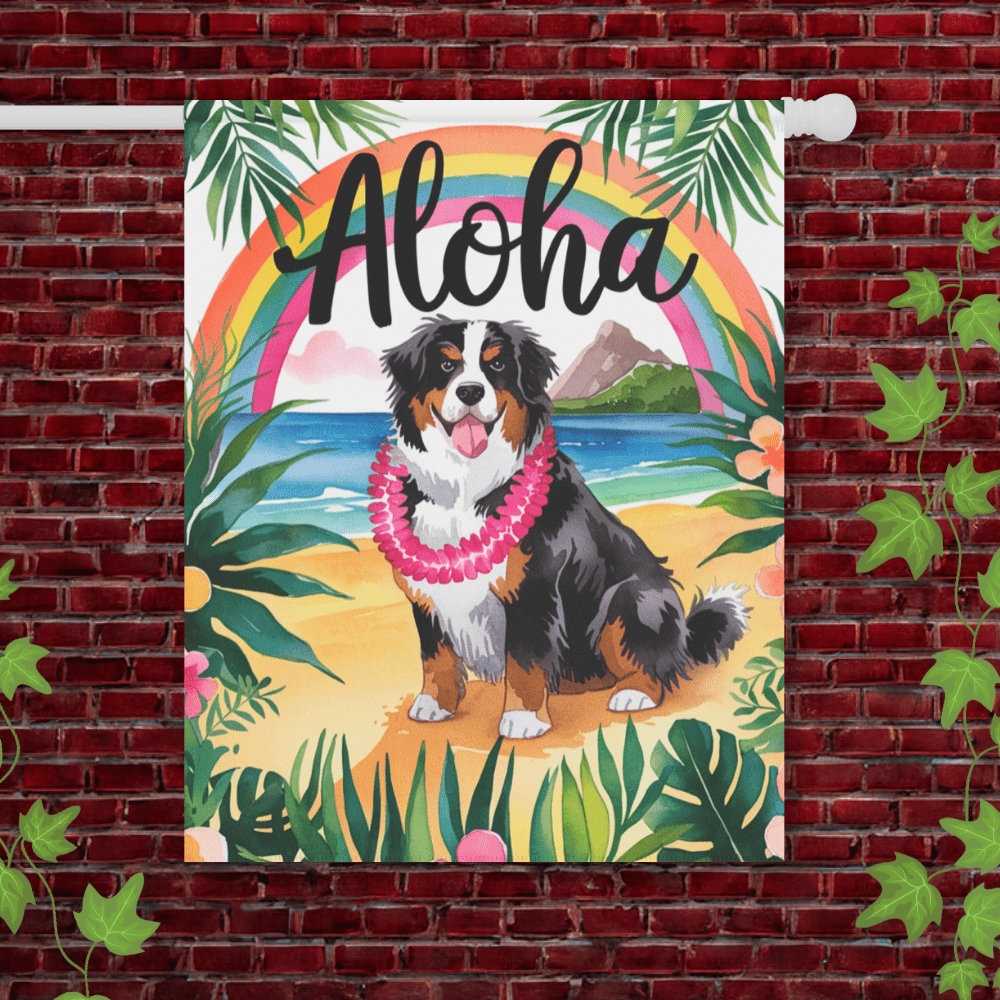 Printify Garden Flag 24.5'' × 32'' Bernese Mountain Dog Hawaii Garden Flag