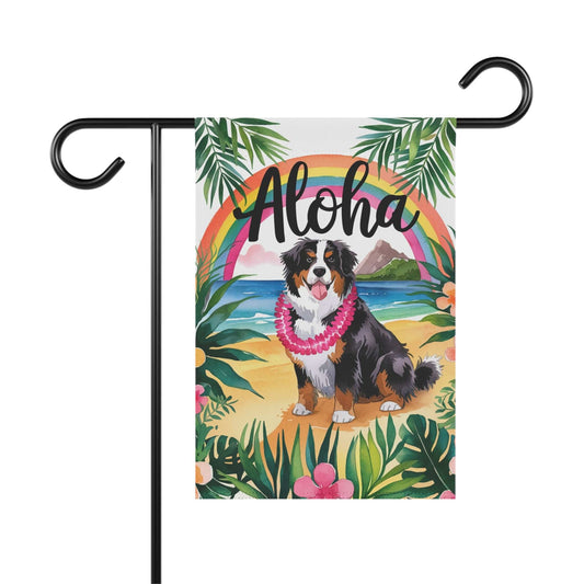 Bernese Mountain Dog Hawaii Garden Flag