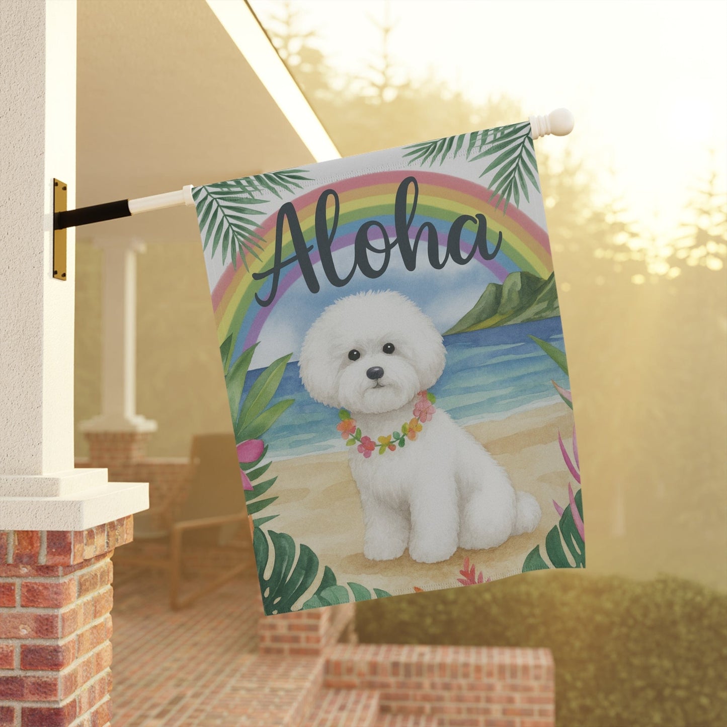 Bichon Frise Aloha Garden Flag