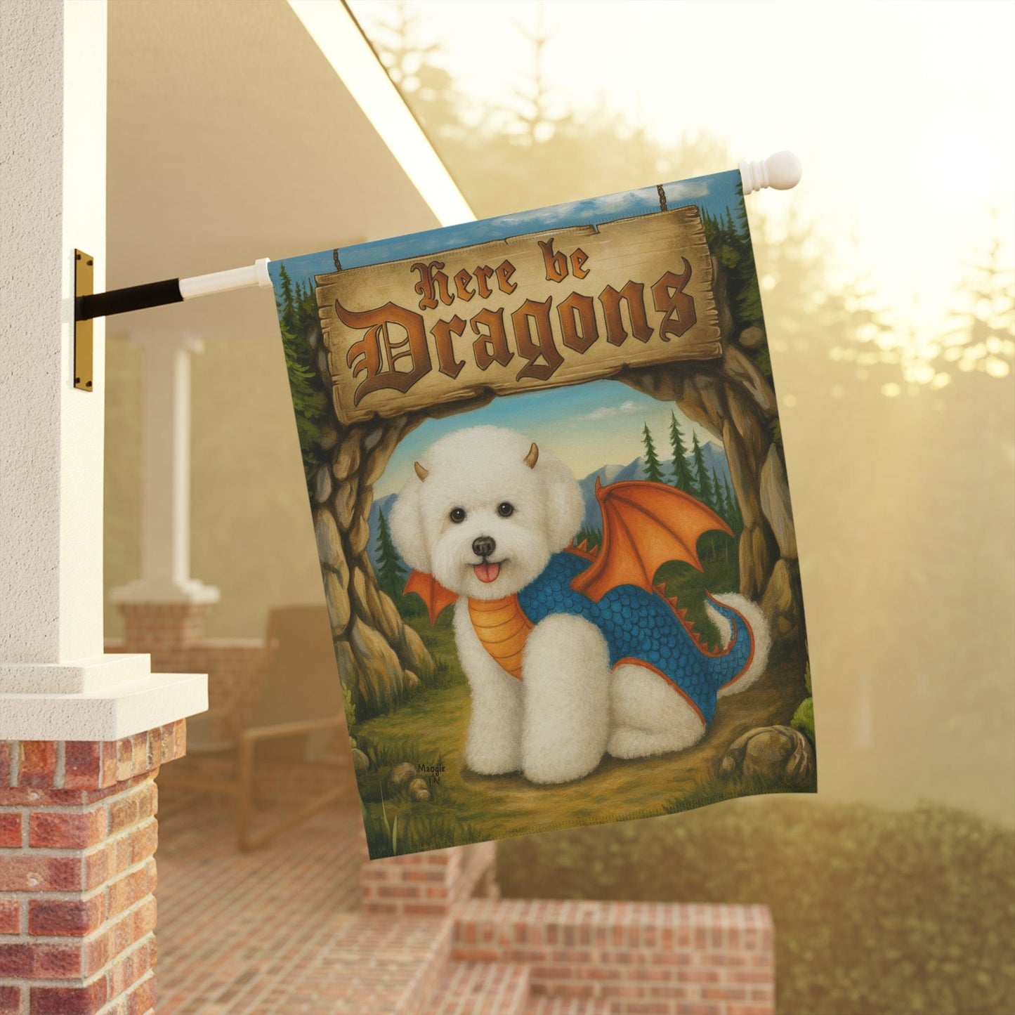 Printify Garden Flag Bichon Frise Dragon Garden Flag
