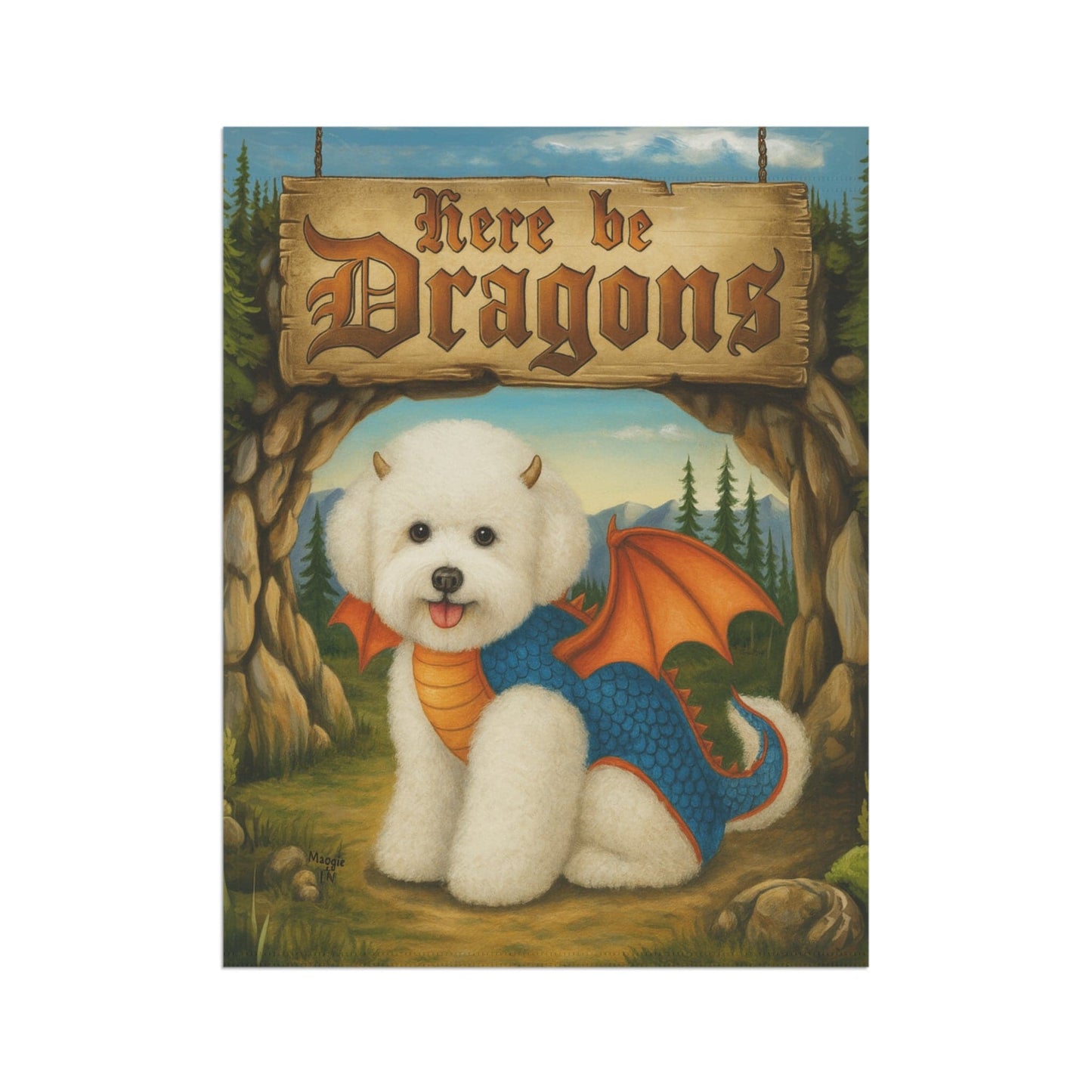 Printify Garden Flag Bichon Frise Dragon Garden Flag