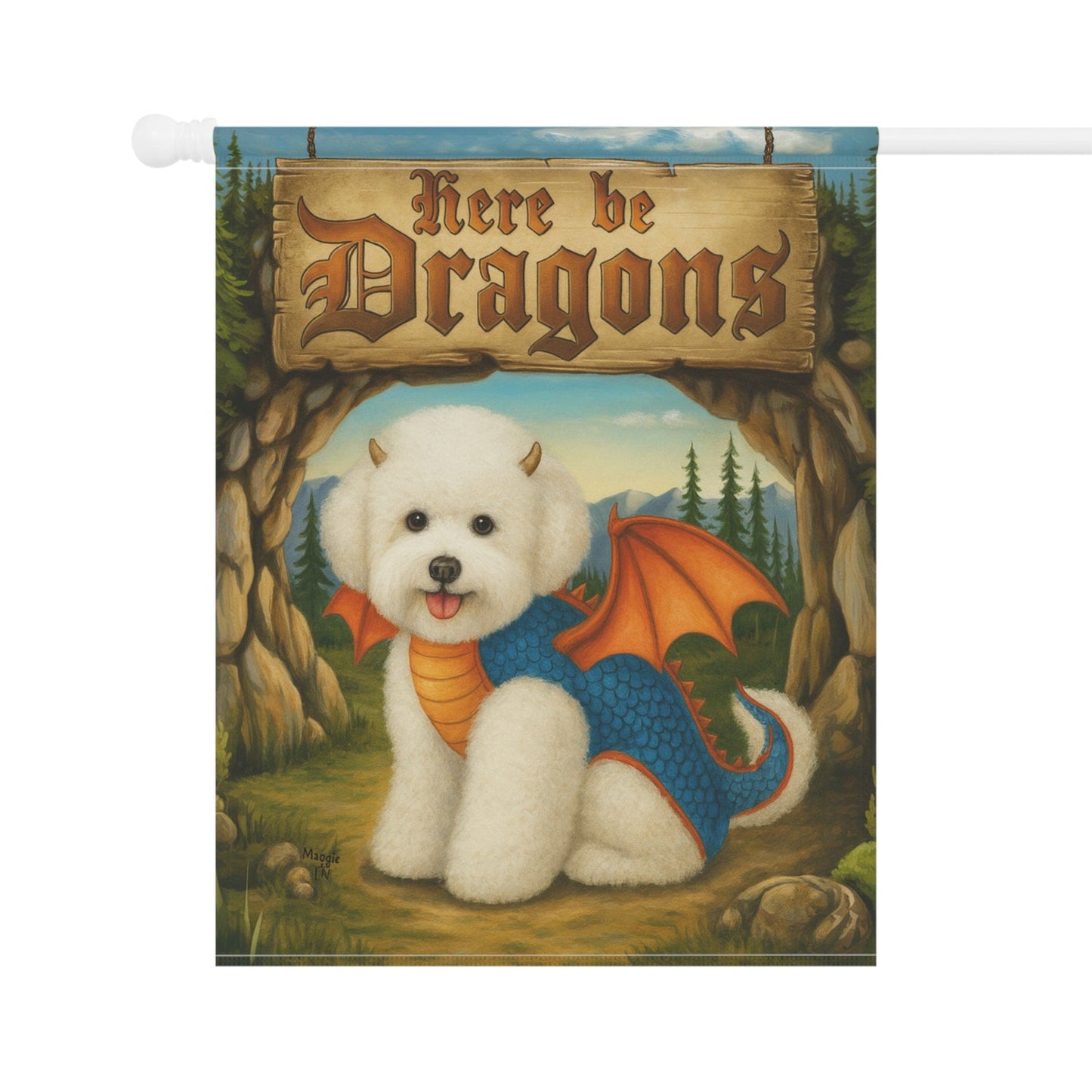 Printify Garden Flag Bichon Frise Dragon Garden Flag