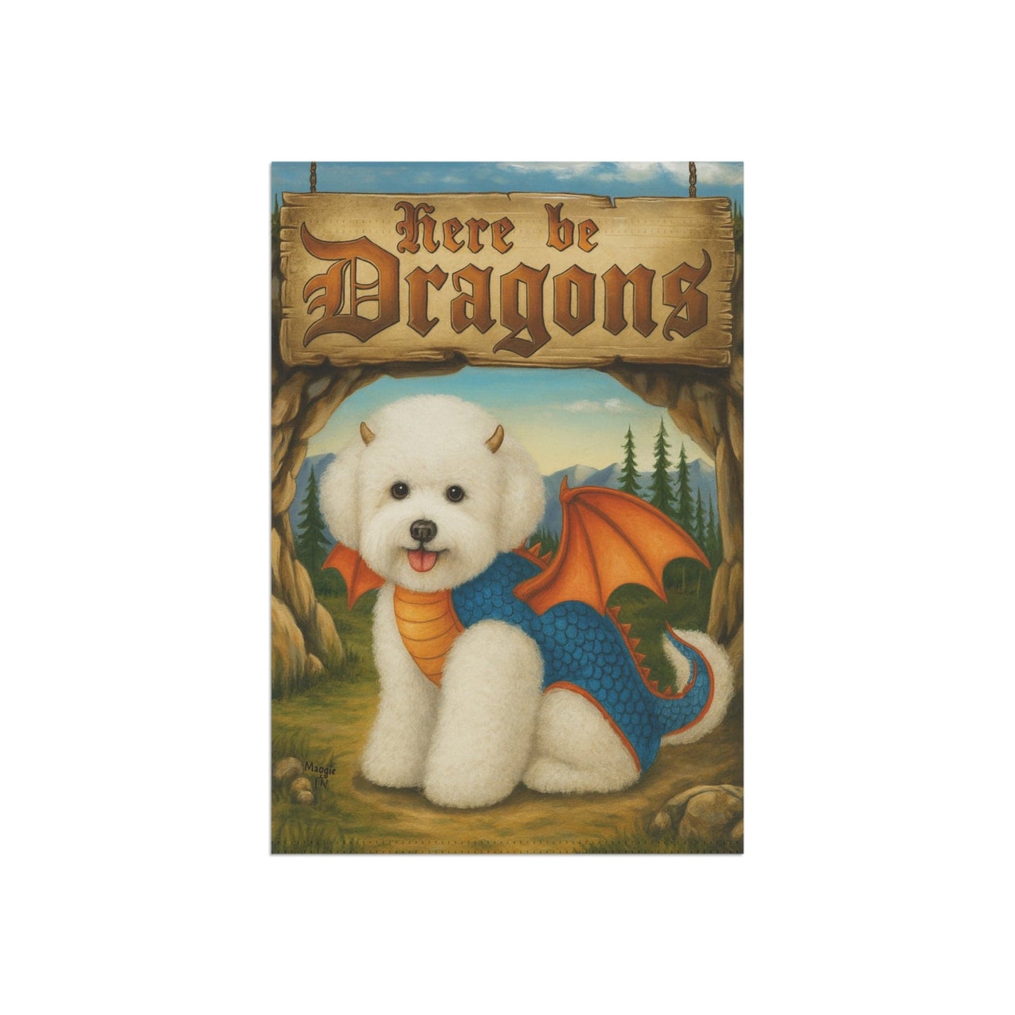 Printify Garden Flag Bichon Frise Dragon Garden Flag