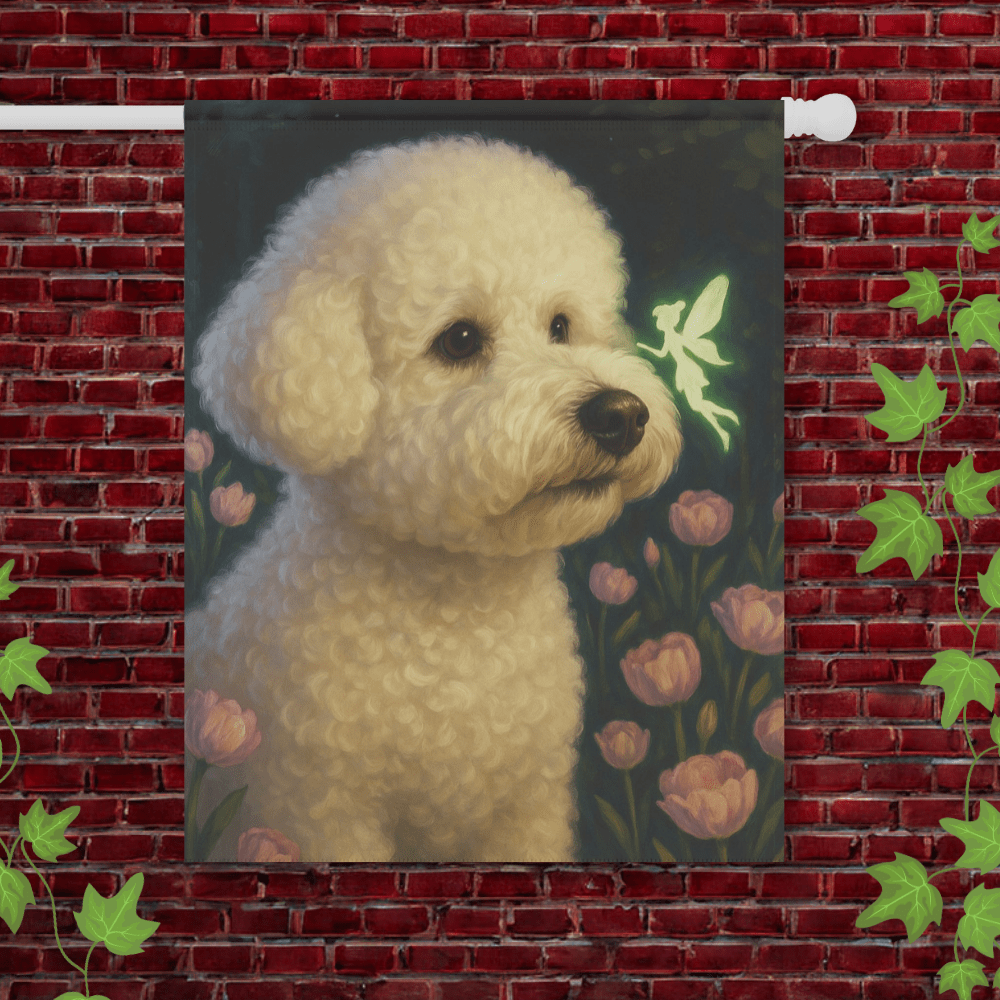 Printify Garden Flag 24.5'' × 32'' Bichon Frise Fairy Garden Flag