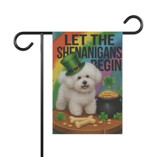 Bichon Frise Saint Patricks Garden Flag