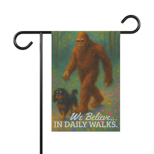 Black and Tan Cavalier Bigfoot Garden Flag
