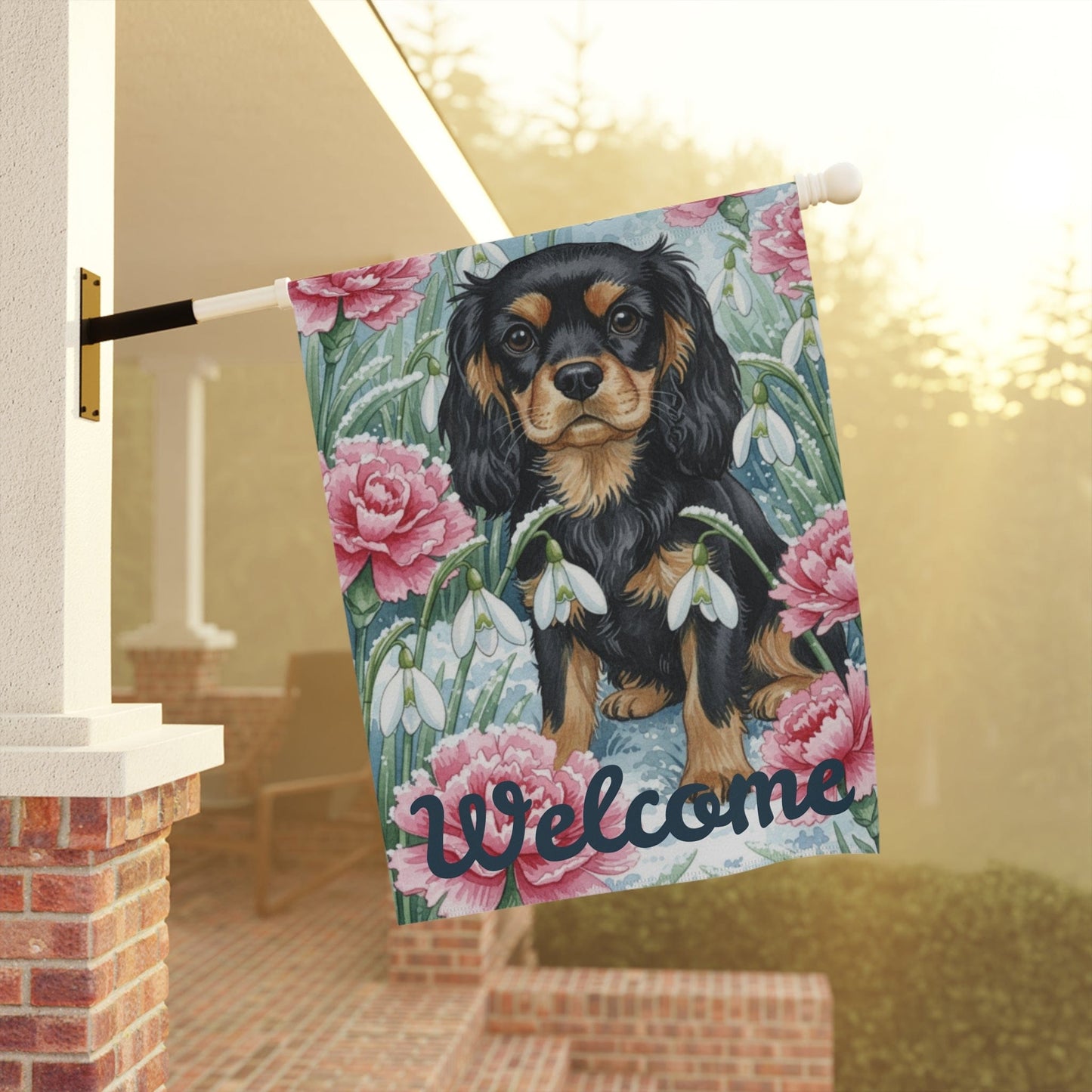 Personalized Cavalier January Birthday Flower Garden Yard Flag