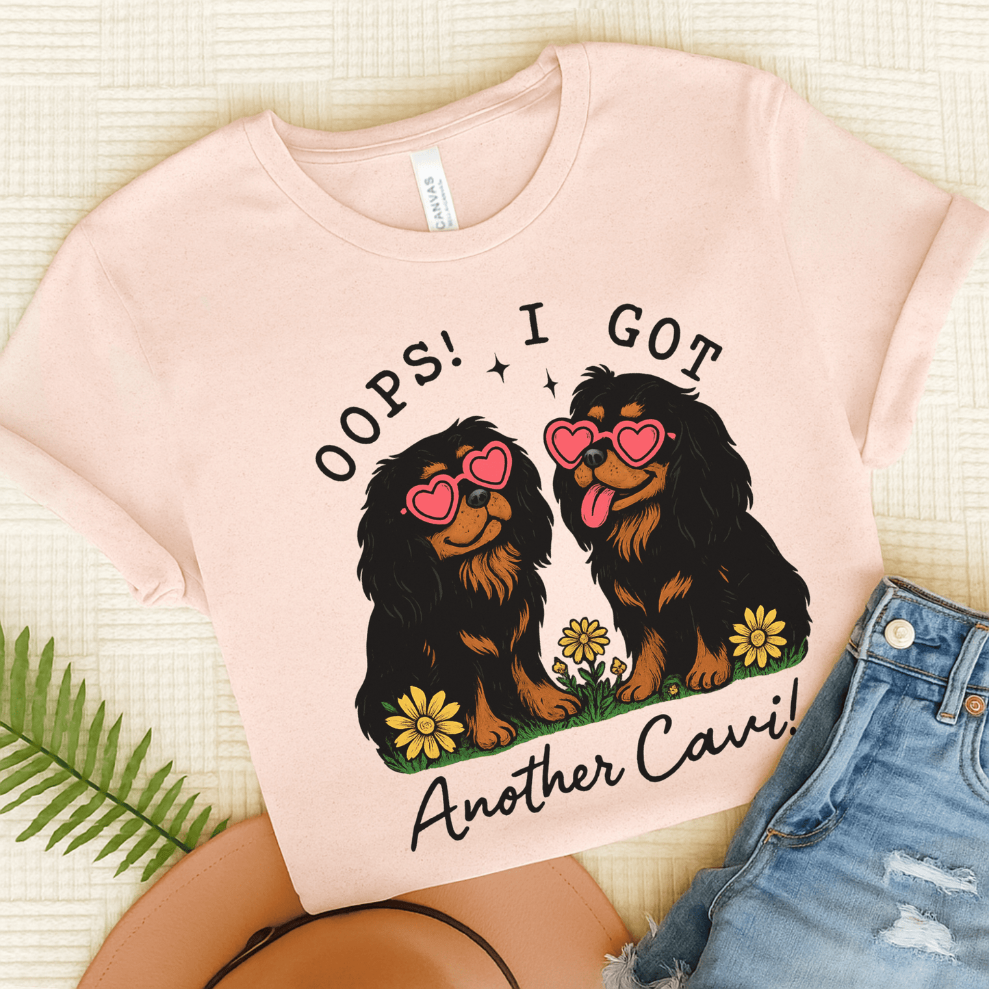 Printify T-Shirt Soft Pink / S Black and Tan Cavalier King Charles Oops TShirt