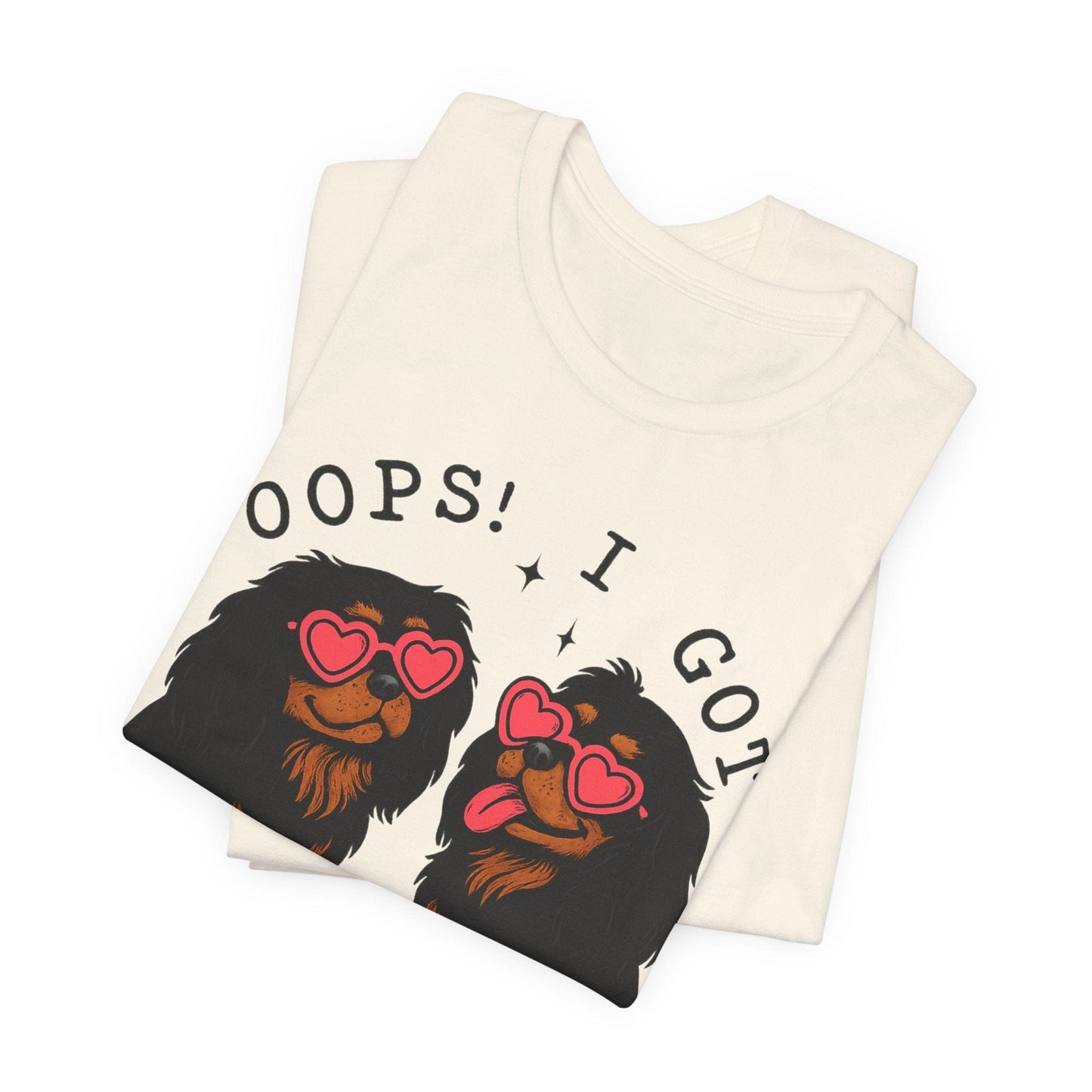 Printify T-Shirt Black and Tan Cavalier King Charles Oops TShirt