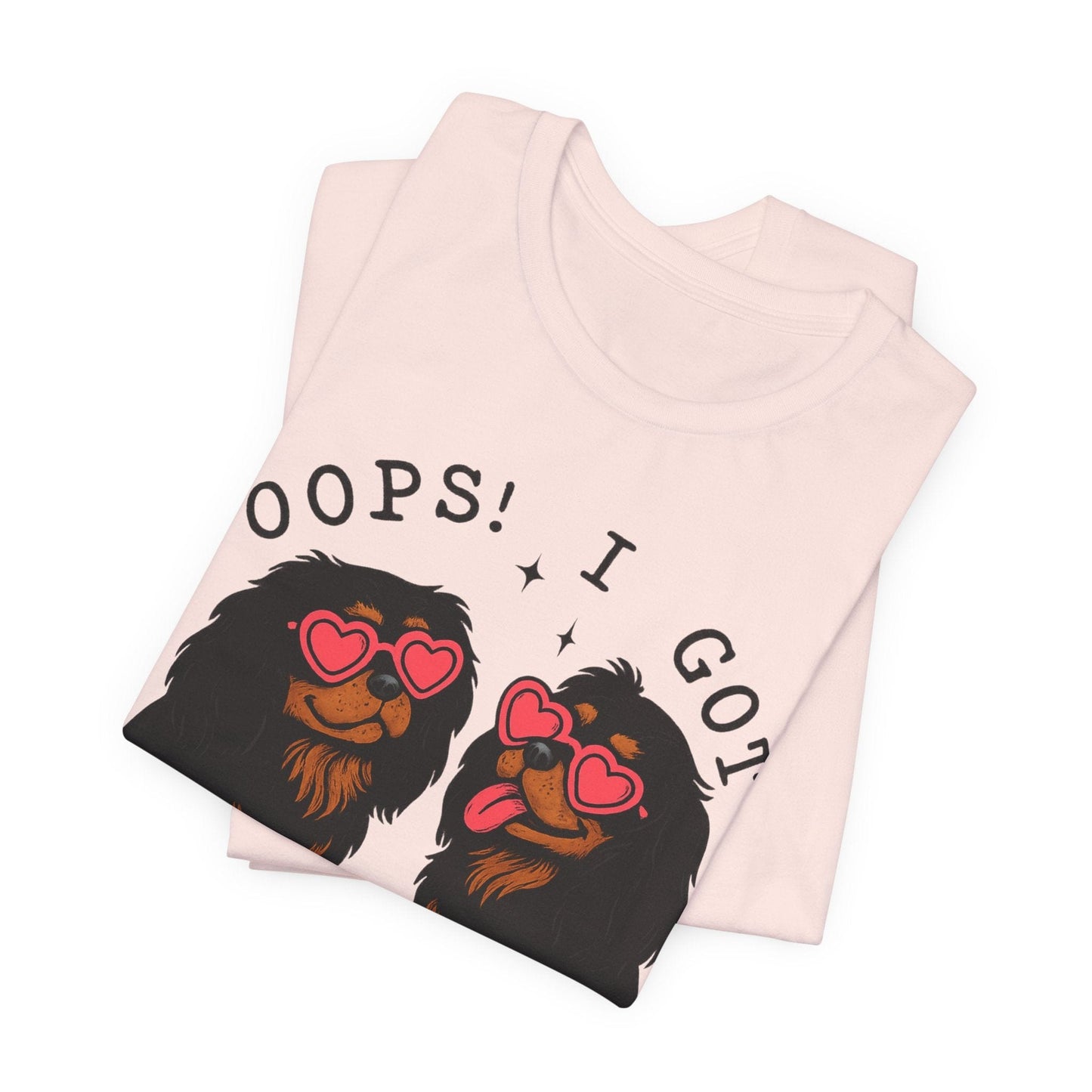 Printify T-Shirt Black and Tan Cavalier King Charles Oops TShirt