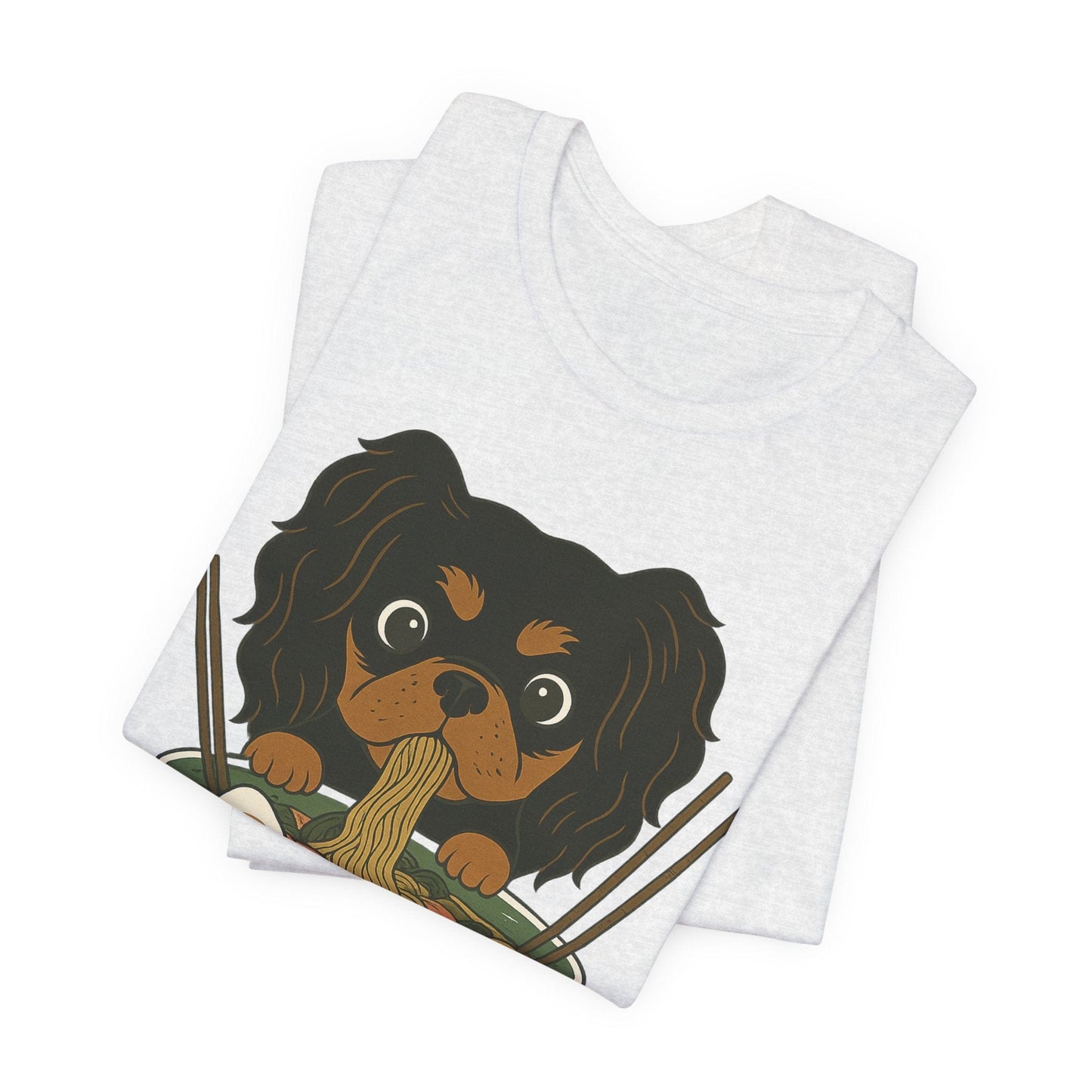 Printify T-Shirt Black and Tan Cavalier King Charles Ramen TShirt