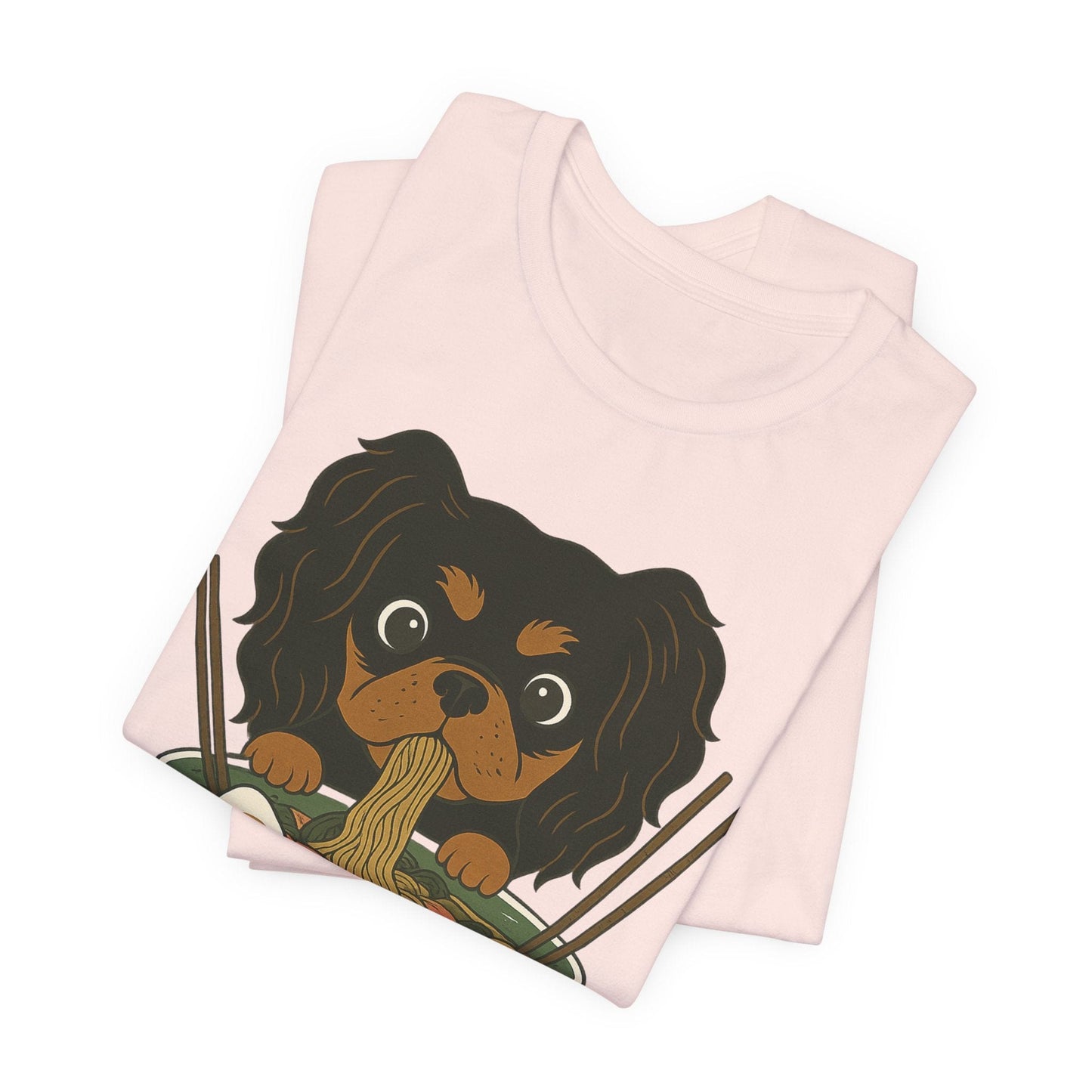 Printify T-Shirt Black and Tan Cavalier King Charles Ramen TShirt