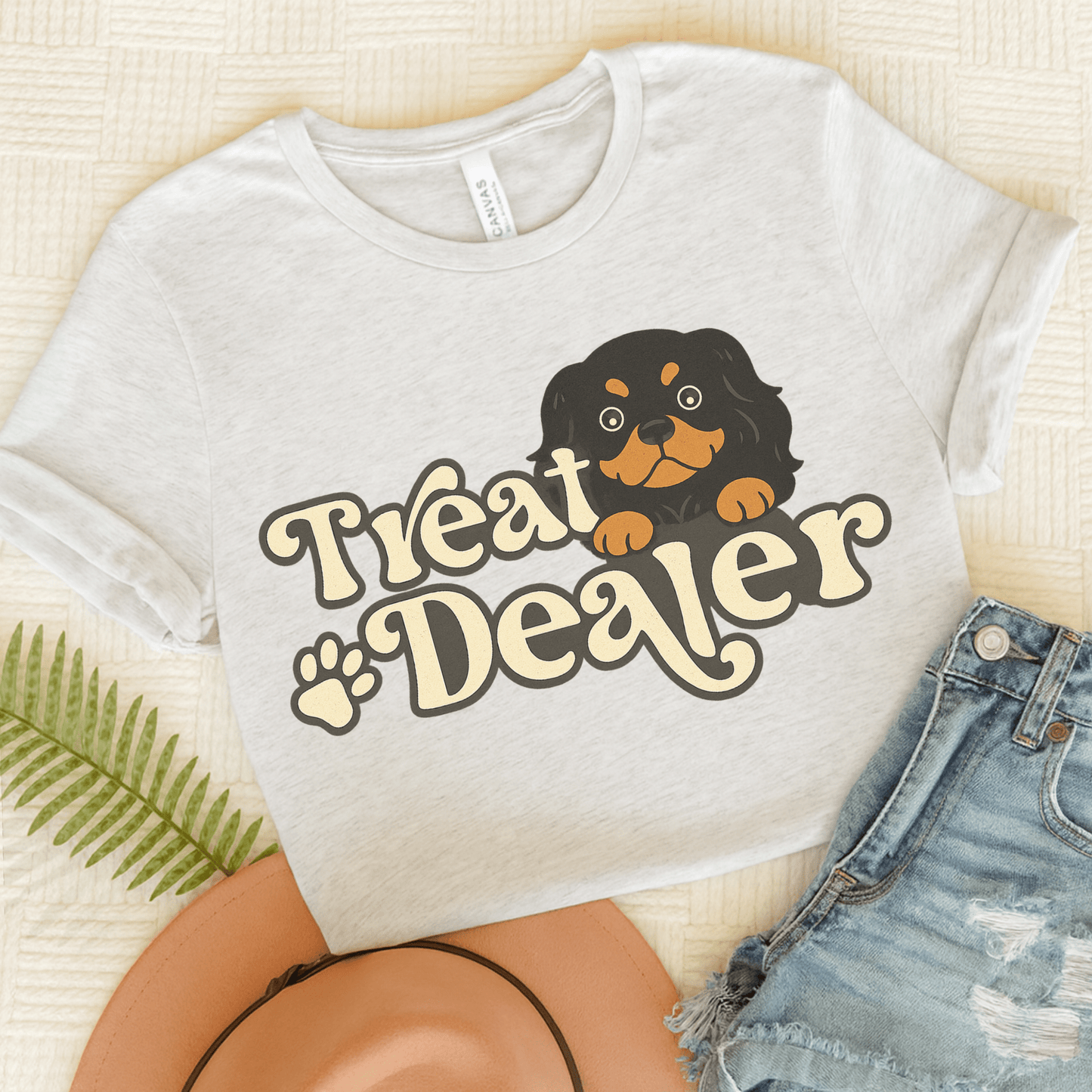 Printify T-Shirt Ash / S Black and Tan Cavalier King Charles Treat Dealer TShirt