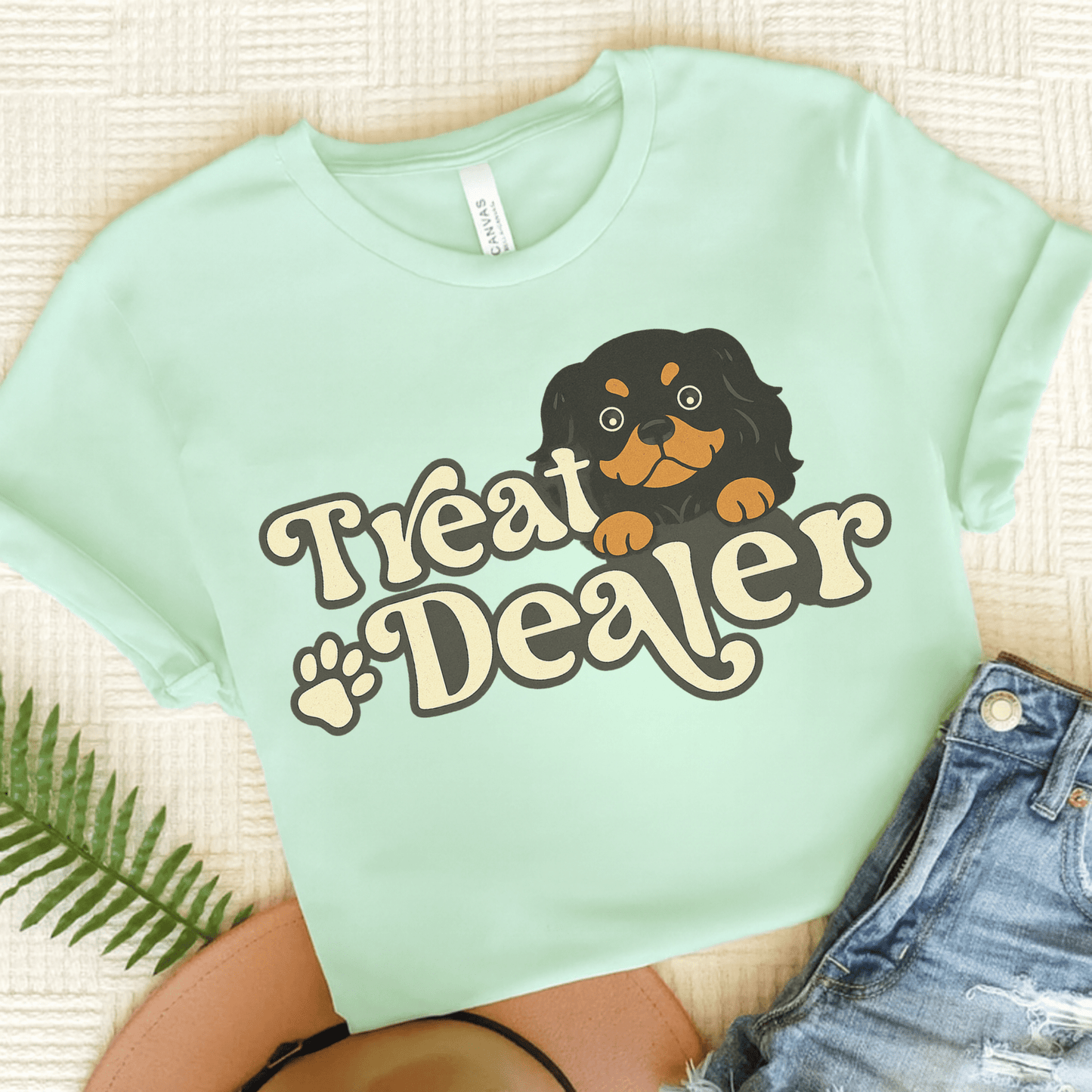 Printify T-Shirt Heather Mint / S Black and Tan Cavalier King Charles Treat Dealer TShirt