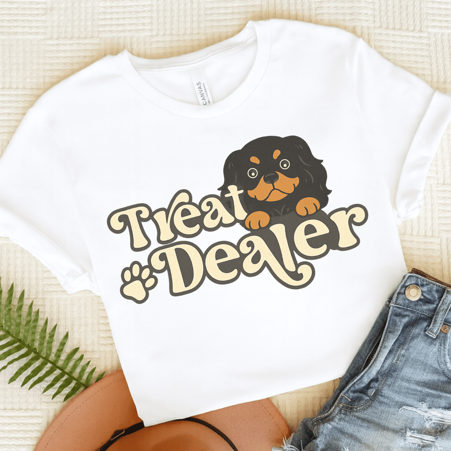 Printify T-Shirt White / S Black and Tan Cavalier King Charles Treat Dealer TShirt