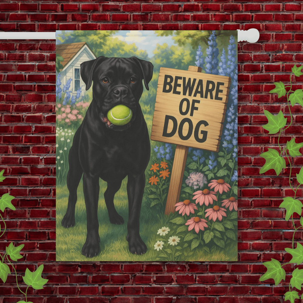 Printify Garden Flag 24.5'' × 32'' Black Boxer Funny Beware Garden Flag