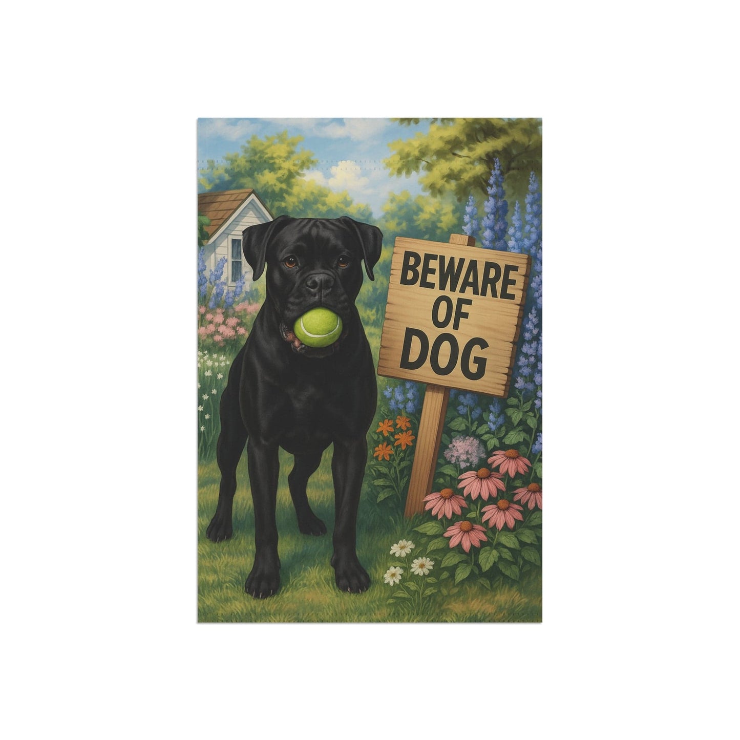 Printify Garden Flag Black Boxer Funny Beware Garden Flag