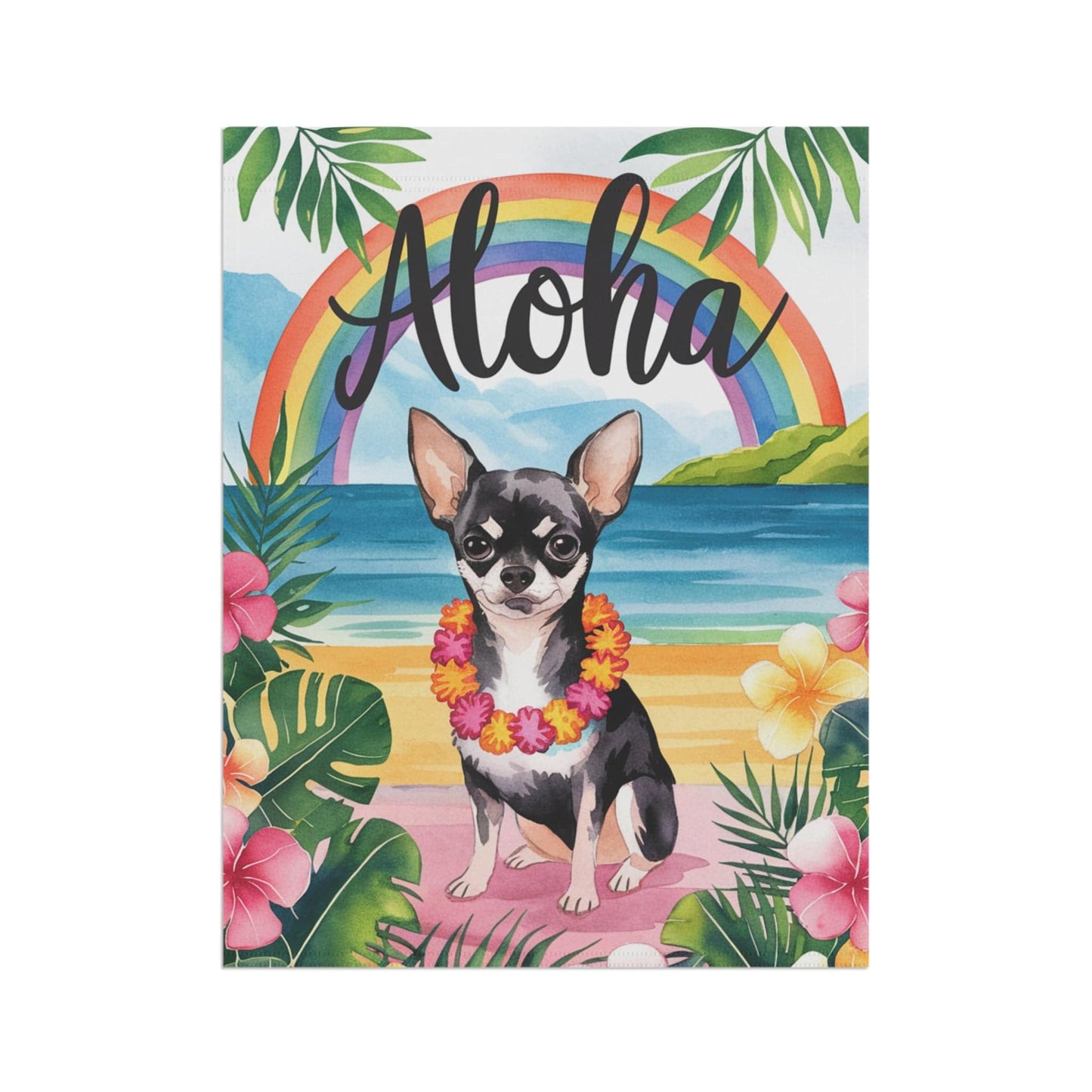Printify Garden Flag Black Chihuahua Hawaii Garden Flag