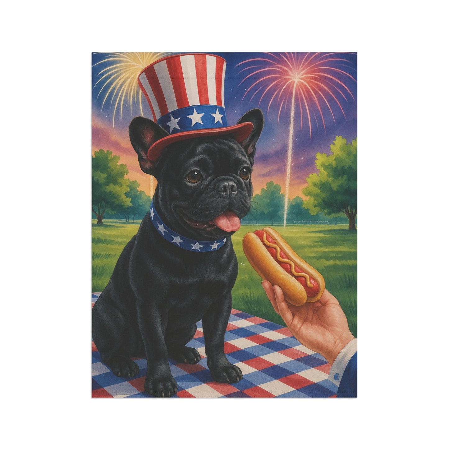 Printify Garden Flag Black French Bulldog 4th of July Garden Flag
