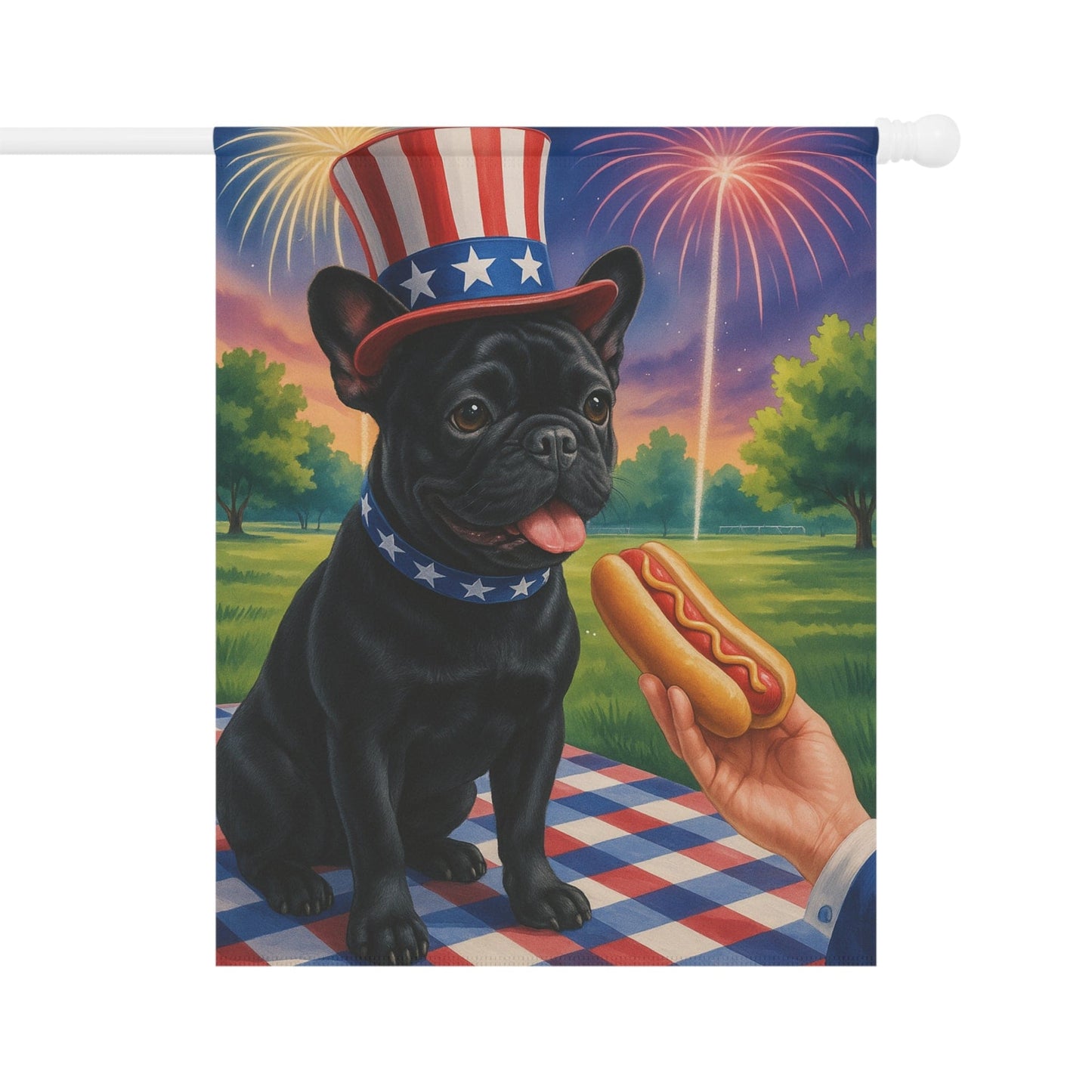 Printify Garden Flag Black French Bulldog 4th of July Garden Flag