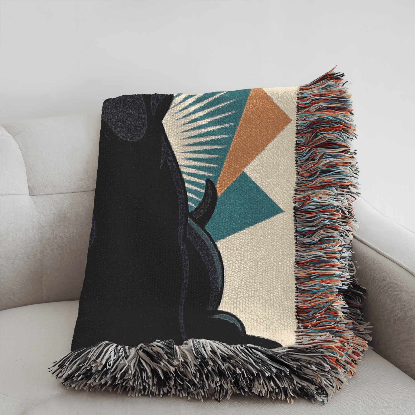 Black French Bulldog Atomic Mid Century Modern Throw Blanket
