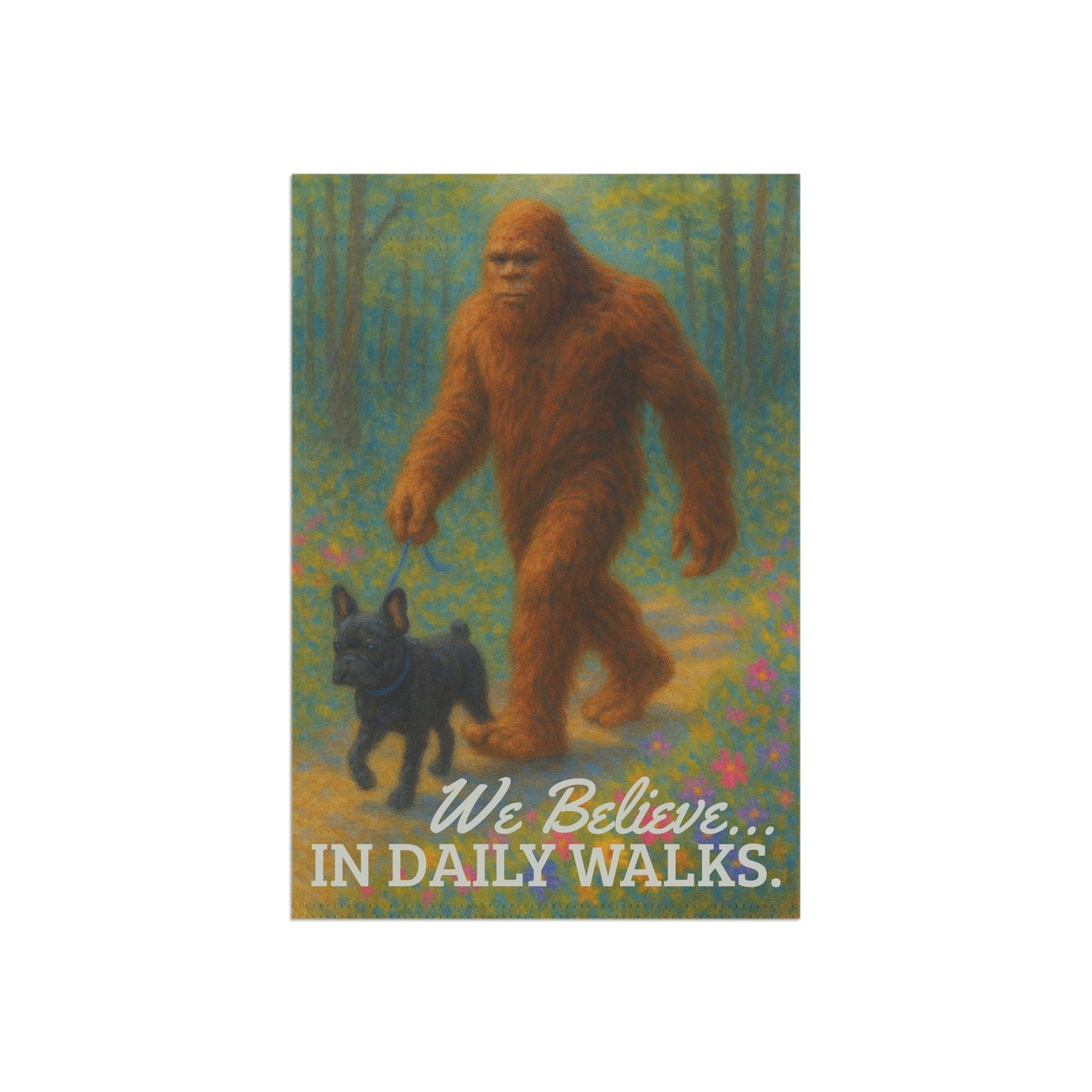 Printify Garden Flag Black French Bulldog Bigfoot Garden Flag