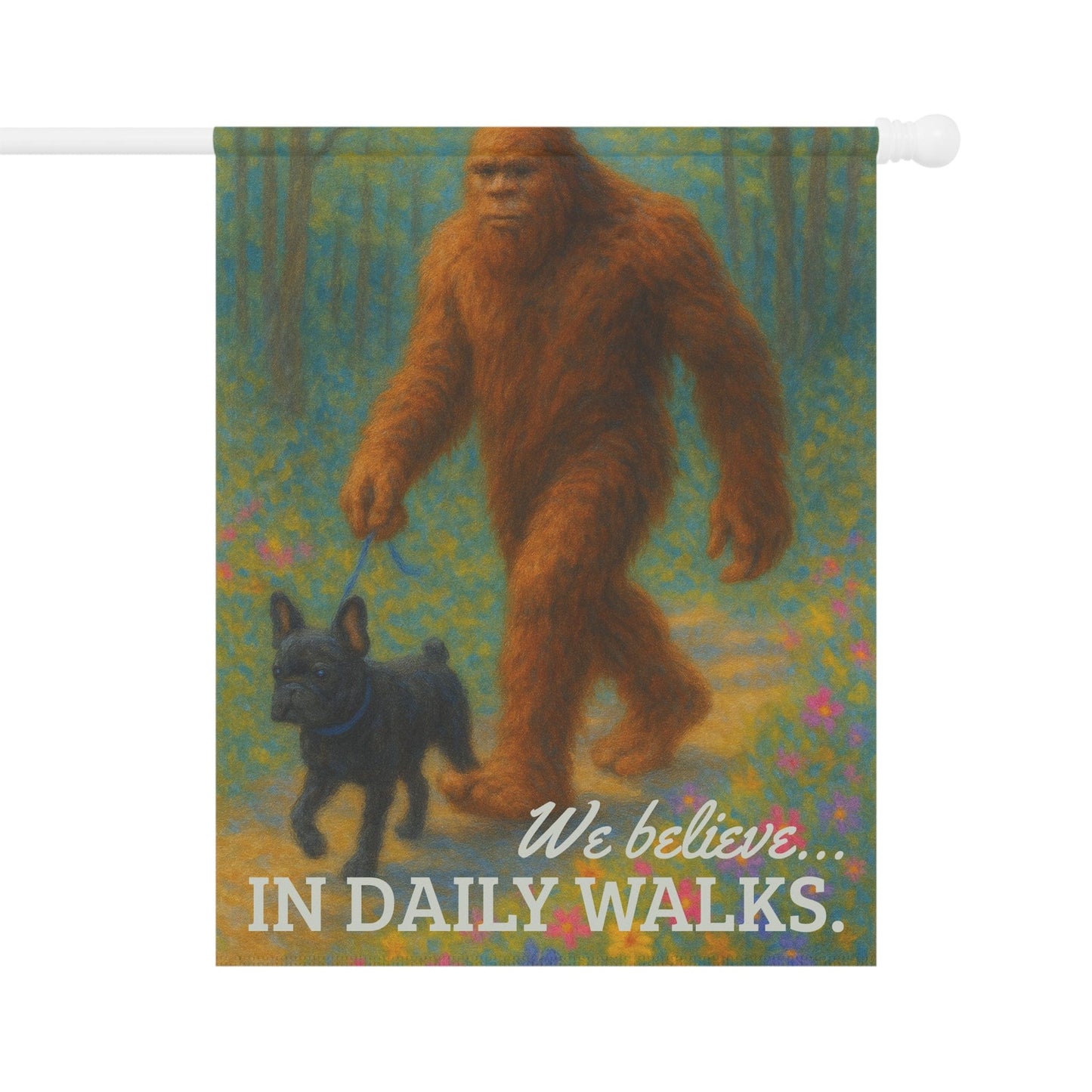 Printify Garden Flag Black French Bulldog Bigfoot Garden Flag