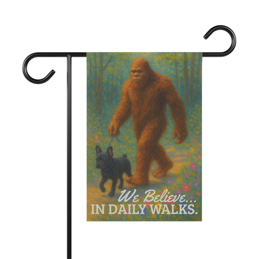 Black French Bulldog Bigfoot Garden Flag