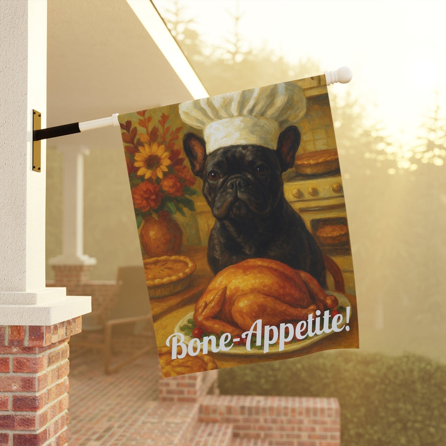 Black French Bulldog Bone-Appetite Garden Flag