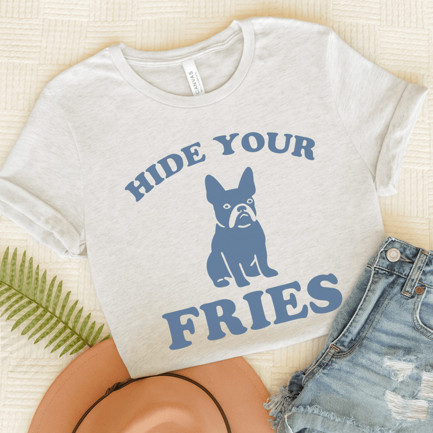 Printify T-Shirt Ash / S Black French Bulldog Fries TShirt