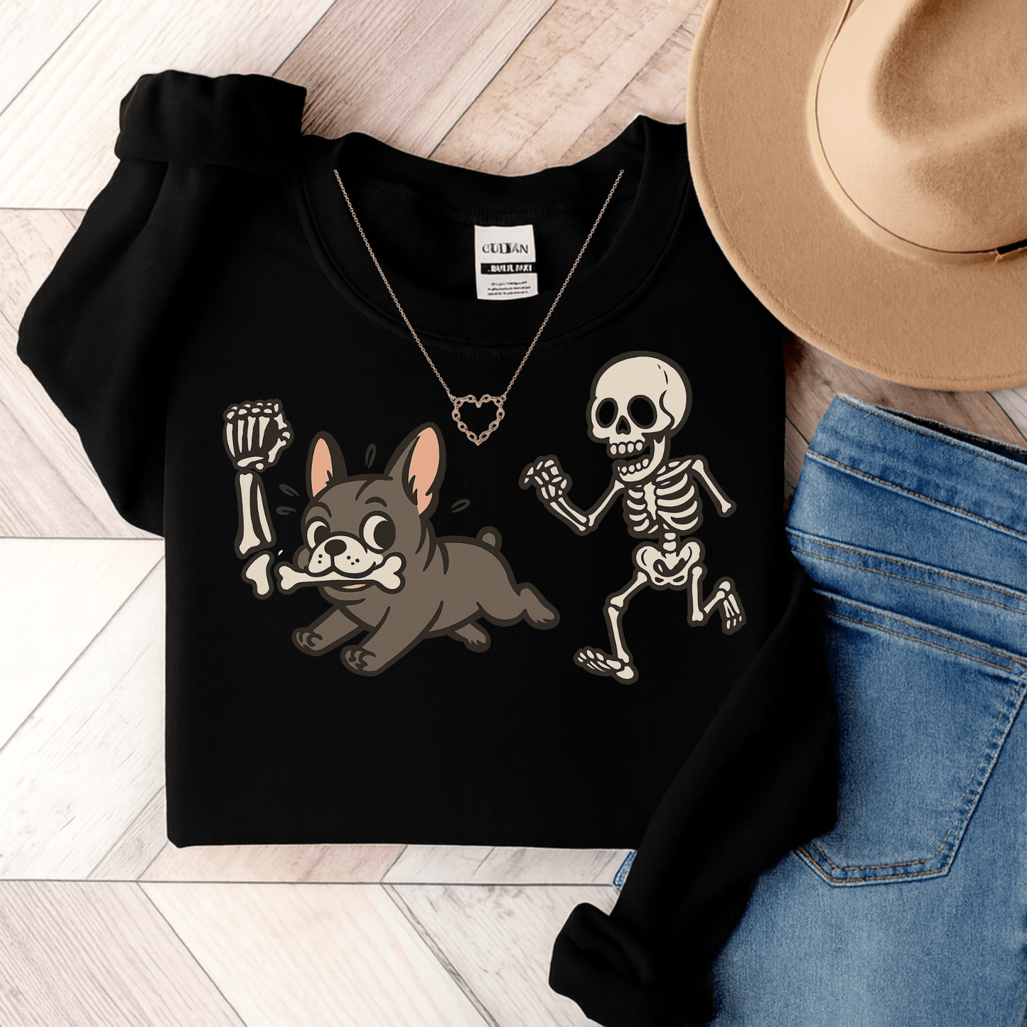 Printify Sweatshirt S / Black Black French Bulldog Grave Robber Sweatshirt