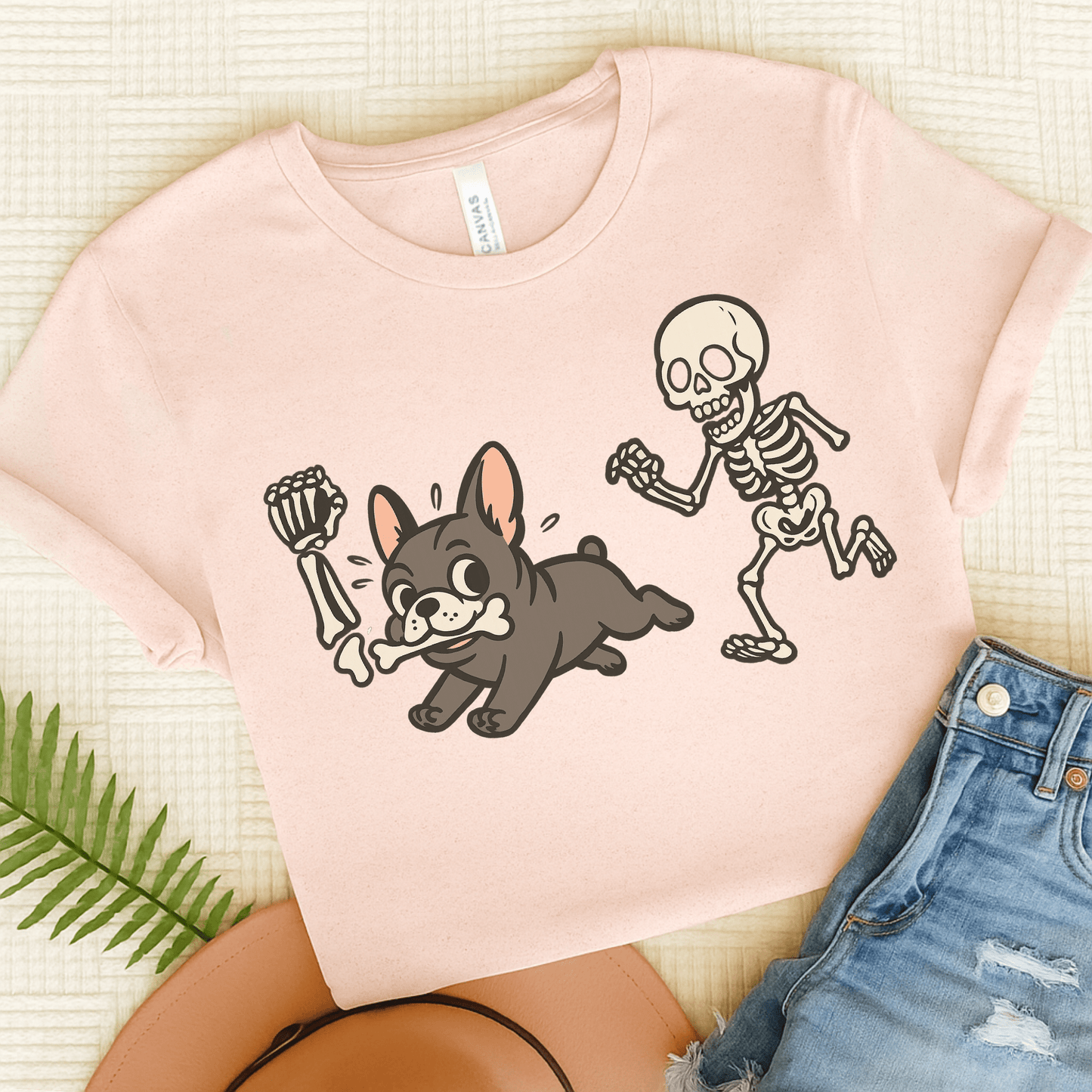 Printify T-Shirt Soft Pink / S Black French Bulldog Grave Robber TShirt