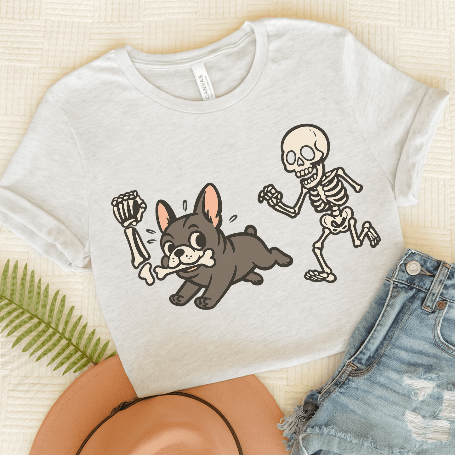 Printify T-Shirt Ash / S Black French Bulldog Grave Robber TShirt
