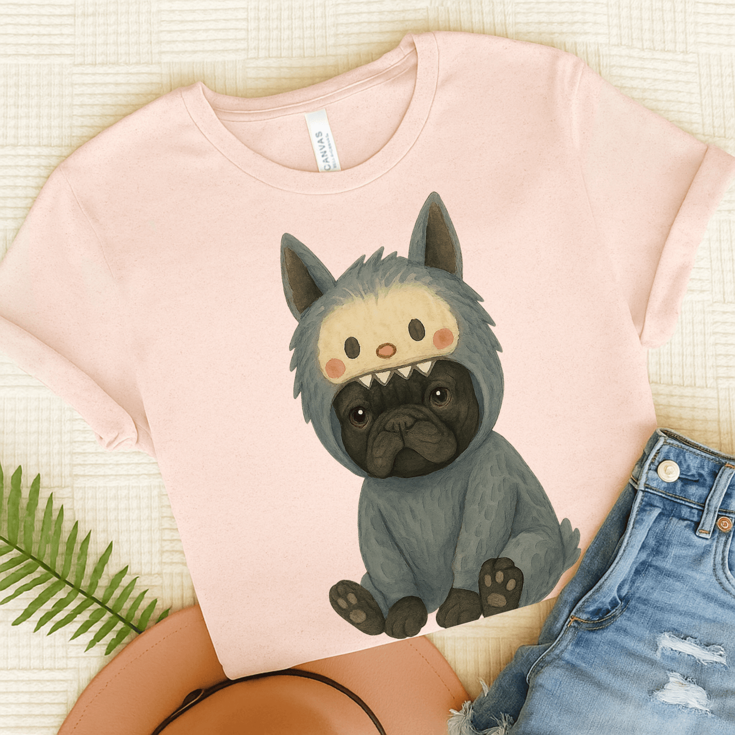 Printify T-Shirt Soft Pink / S Black French Bulldog Little Monster TShirt