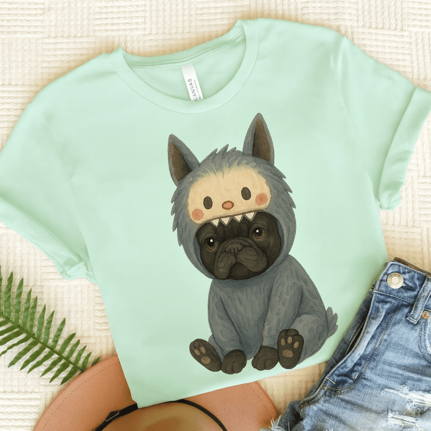 Printify T-Shirt Heather Mint / S Black French Bulldog Little Monster TShirt
