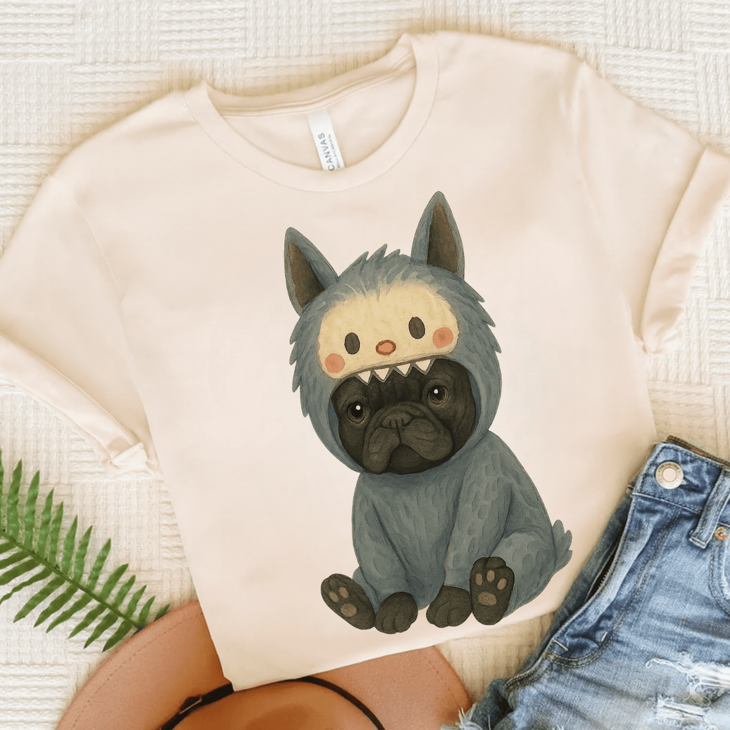 Printify T-Shirt Natural / S Black French Bulldog Little Monster TShirt