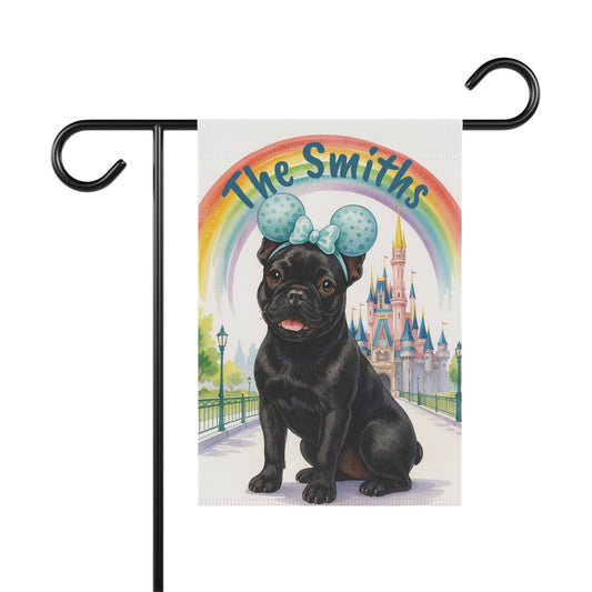 Black French Bulldog Magical Kingdom Garden Flag