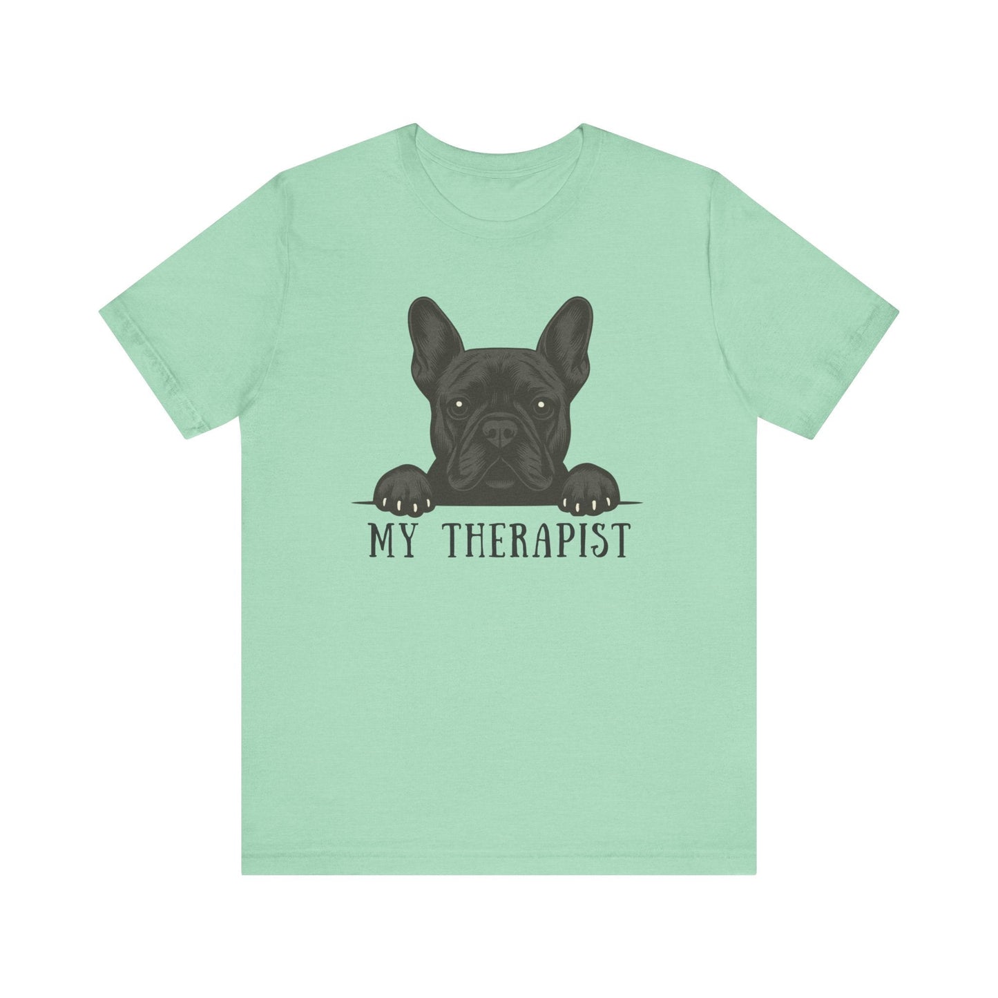 Printify T-Shirt Black French Bulldog My Therapist TShirt