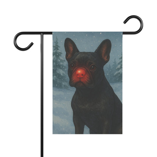 Black French Bulldog Reindeer Garden Flag