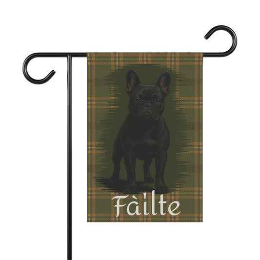 Black French Bulldog Scottish Welcome Garden Flag