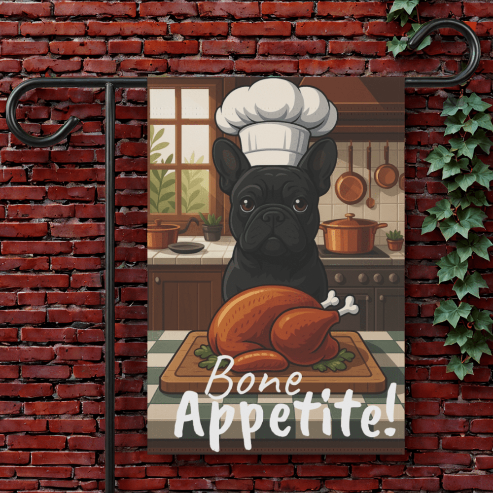 Printify Garden Flag 12'' × 18'' Black French Bulldog Thanksgiving Garden Flag